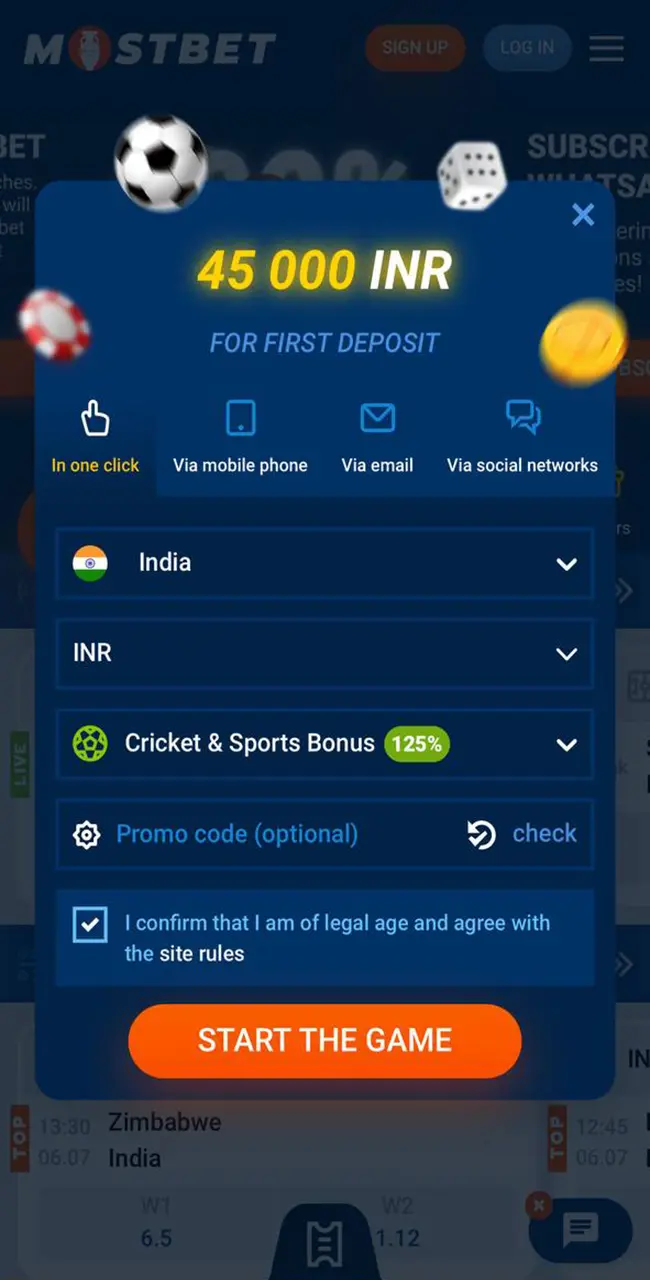 Create an account at Mostbet bookmaker, which will open up cricket betting opportunities for you.