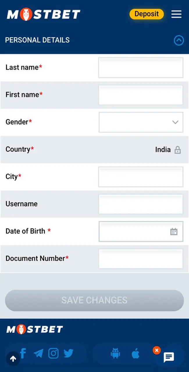 Enter your details so that Mostbet staff can verify your account.