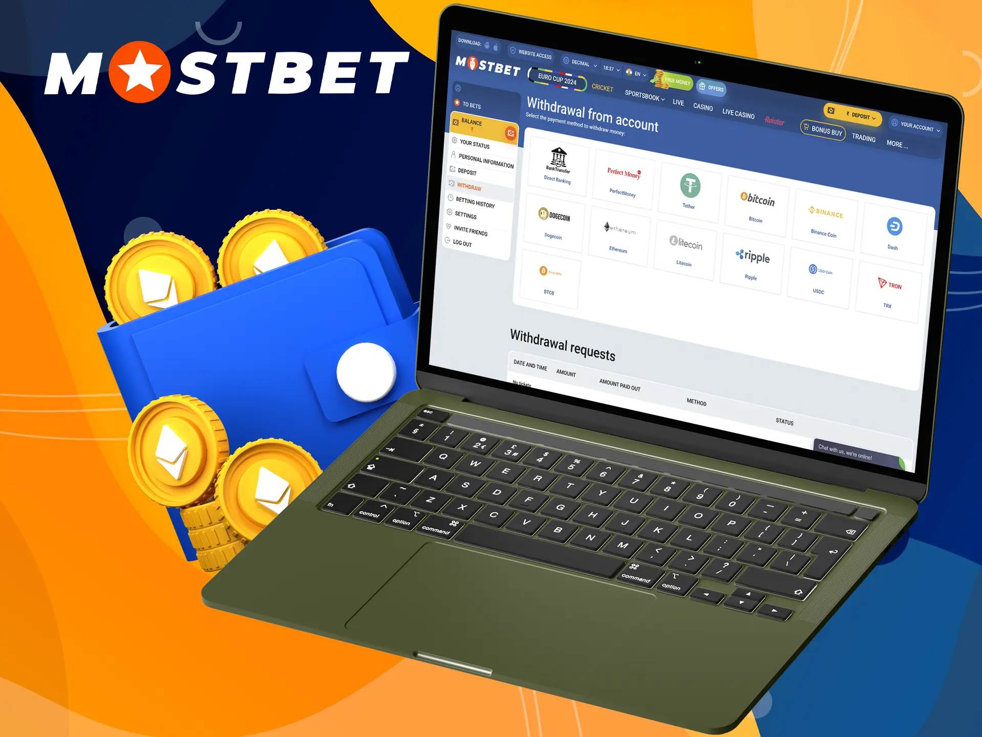 At Mostbet you will always find a wide variety of cryptocurrency to withdraw your winnings.