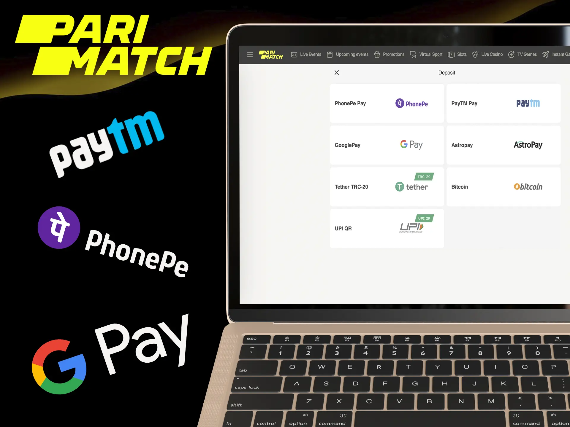 Determine the most favourable method for you to deposit to your Parimatch account.