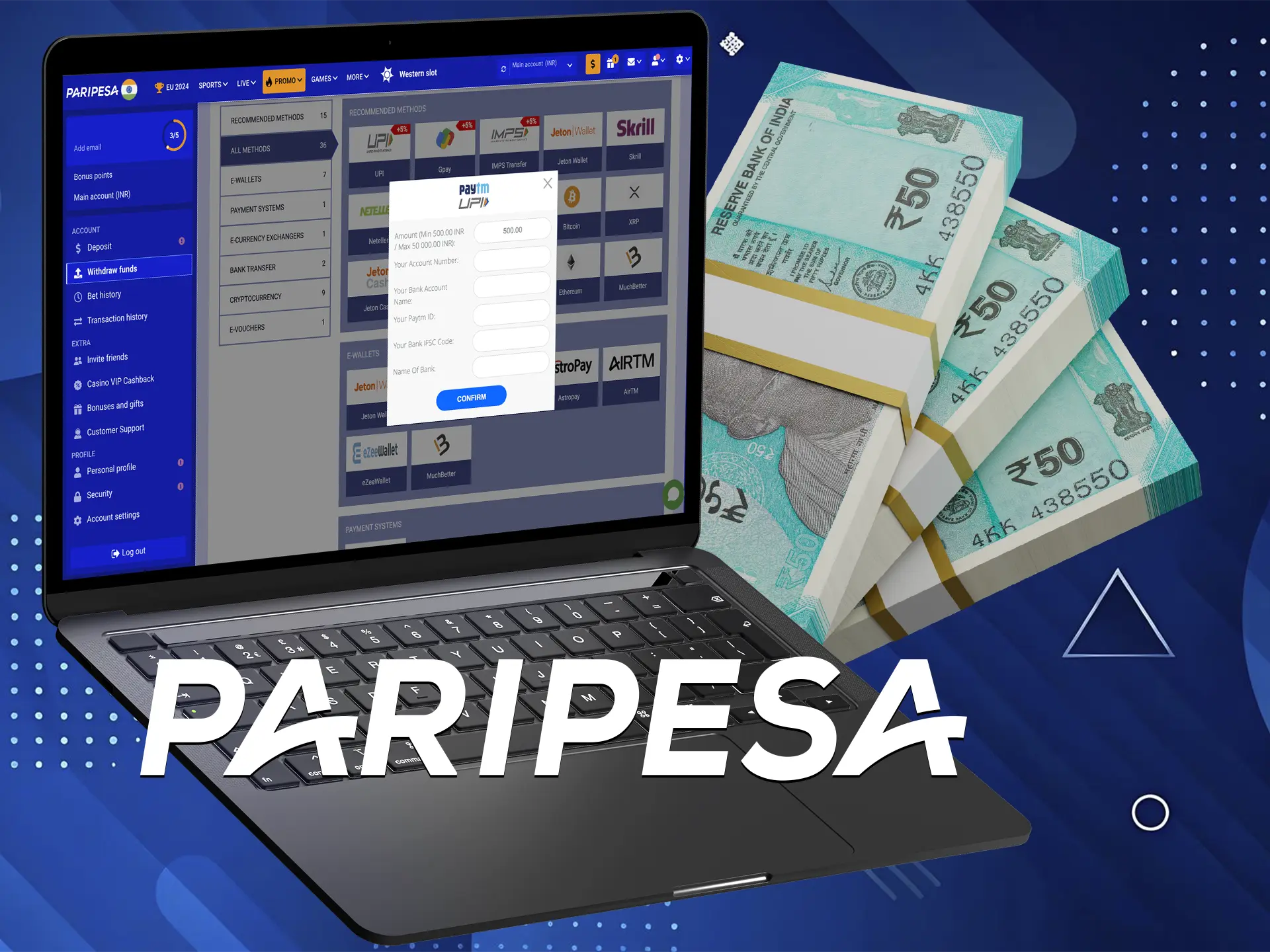 Be careful when filling out the form to withdraw your funds from Paripesa Casino.