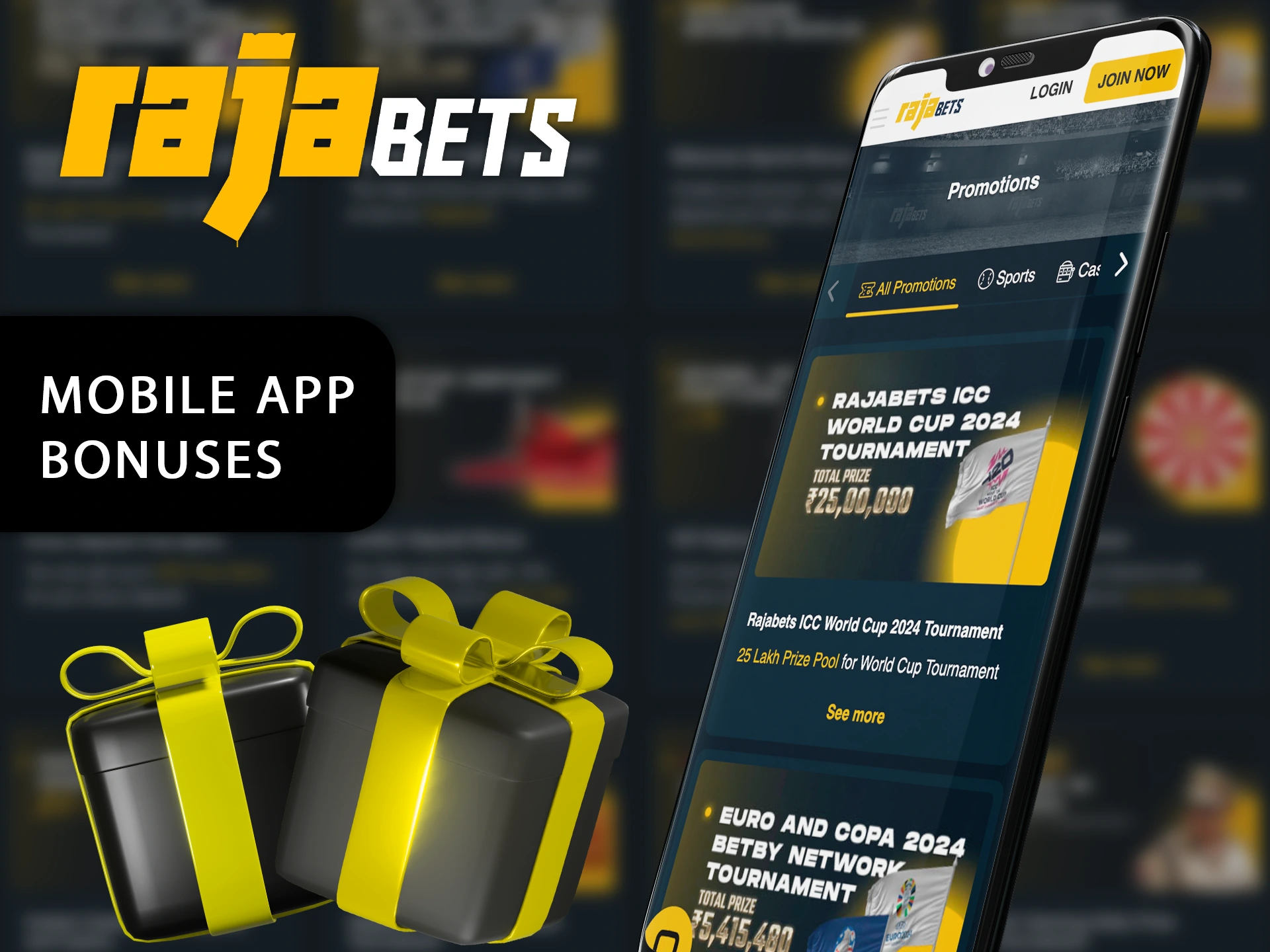 The Rajabets mobile app includes all the bonuses available on the site.