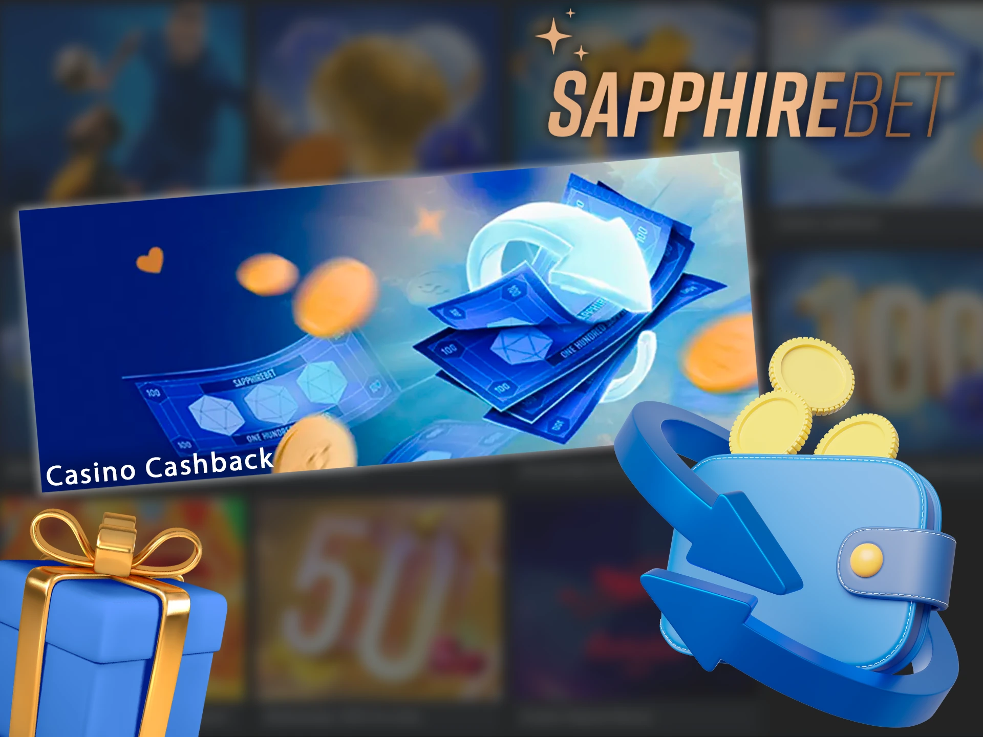 At Sapphirebet you can join a loyalty program and receive various casino bonuses.