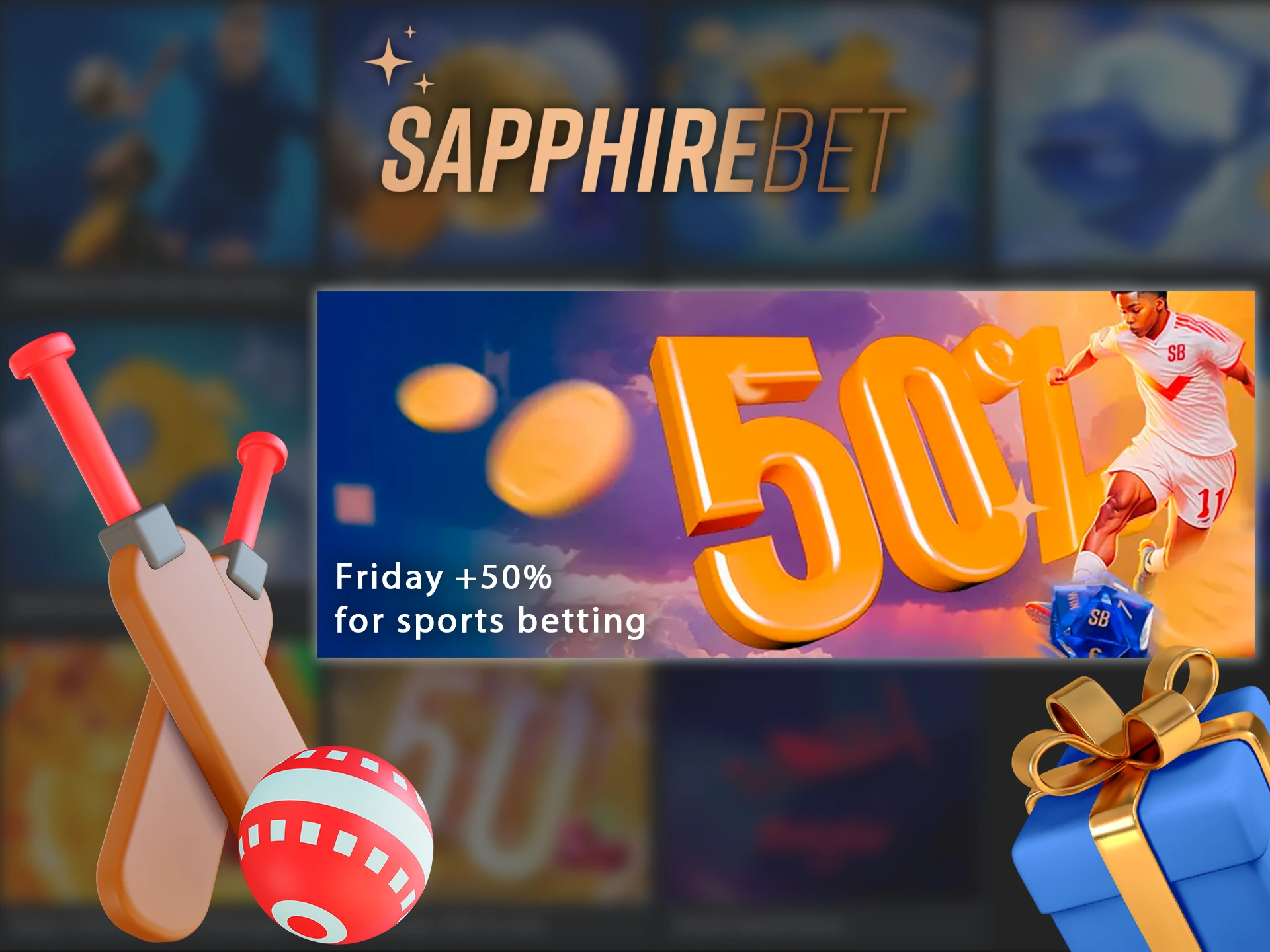 Get a 50% bonus for making a deposit on Friday at Sapphirebet.