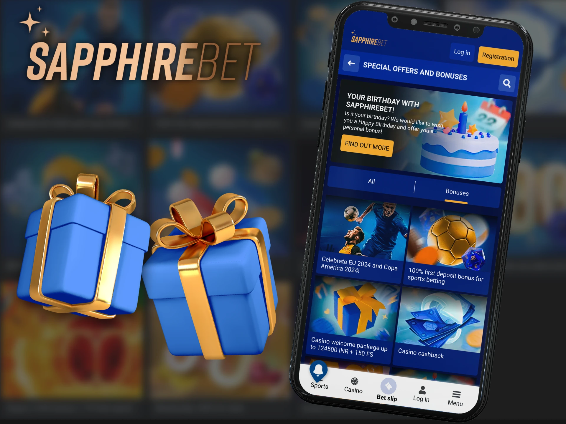 Receive Sapphirebet bonuses directly in the mobile app.