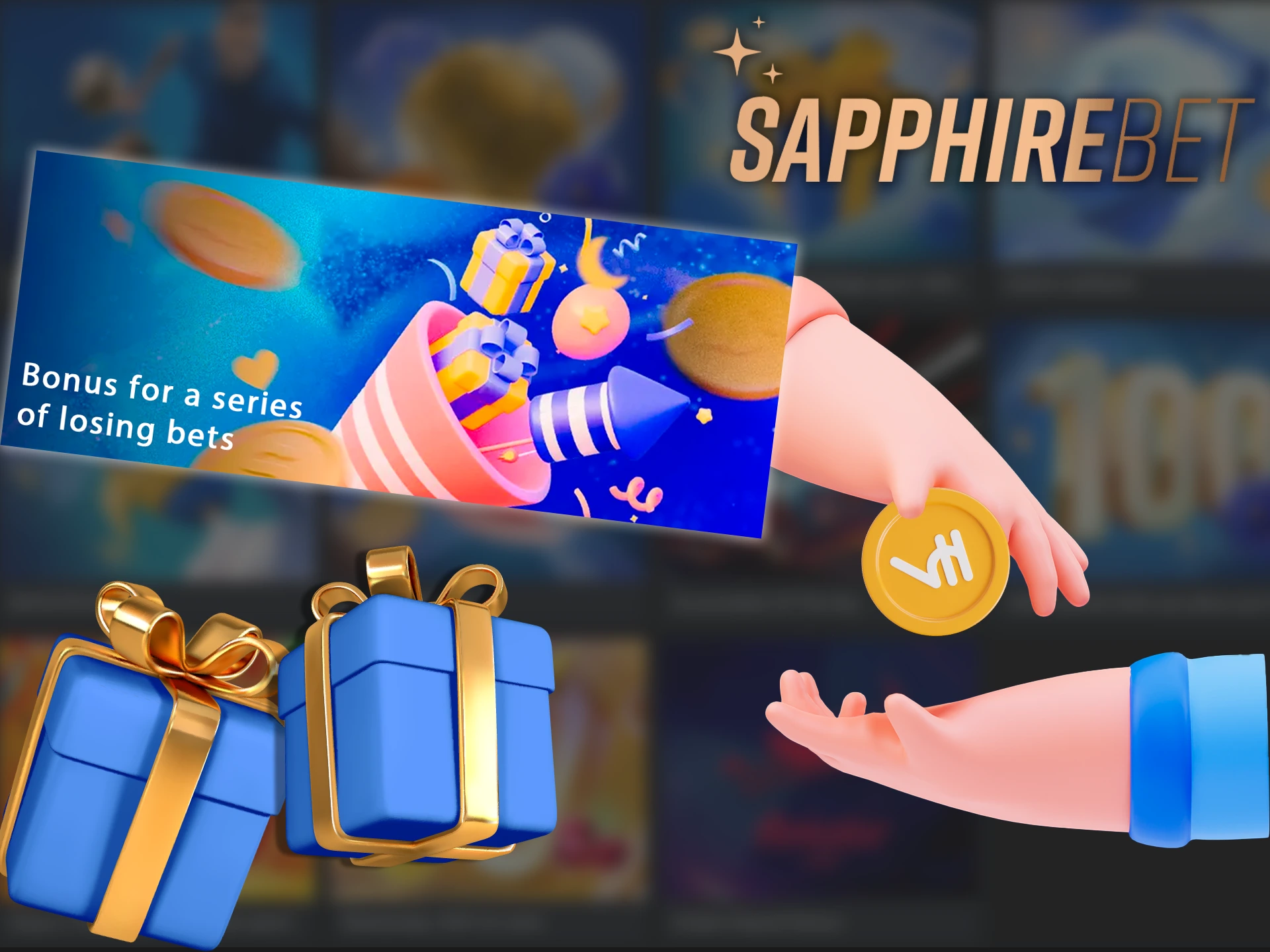 For a series of losing sports bets, Sapphirebet gives you a bonus.