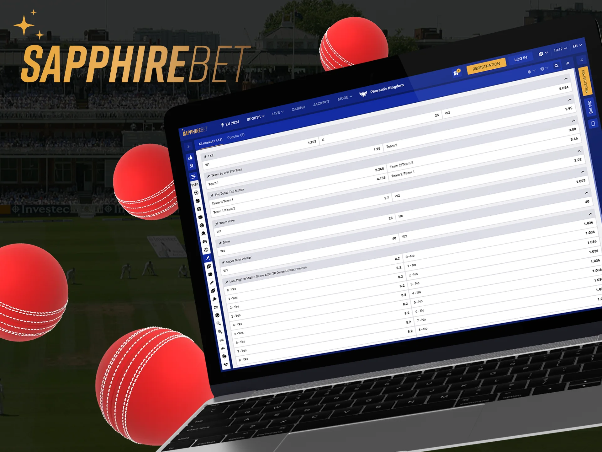 Sapphirebet offers competitive cricket betting odds that are constantly being adjusted.