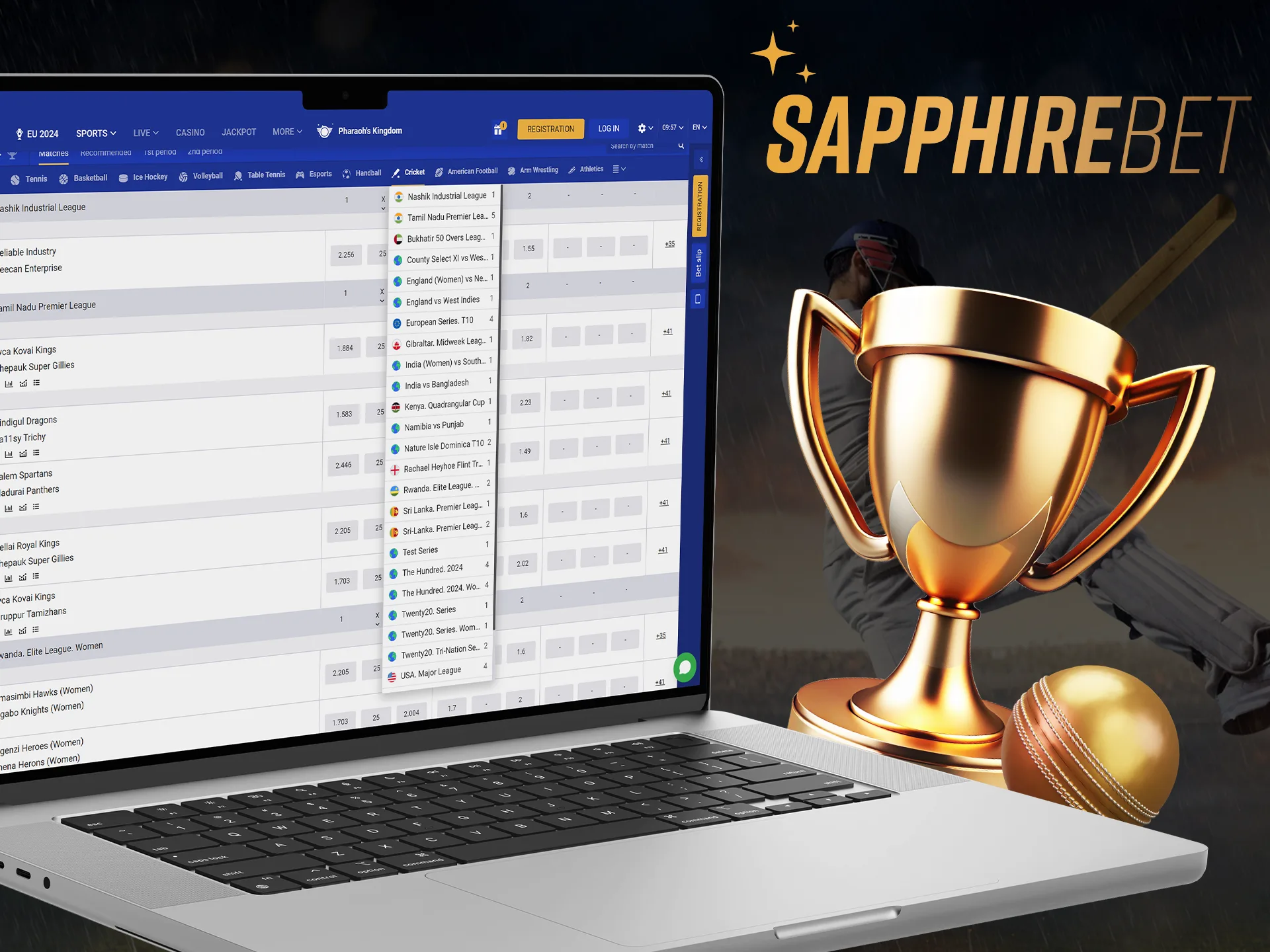 Analyze match statistics to place the right bets on your favorite cricket tournaments at Sapphirebet.