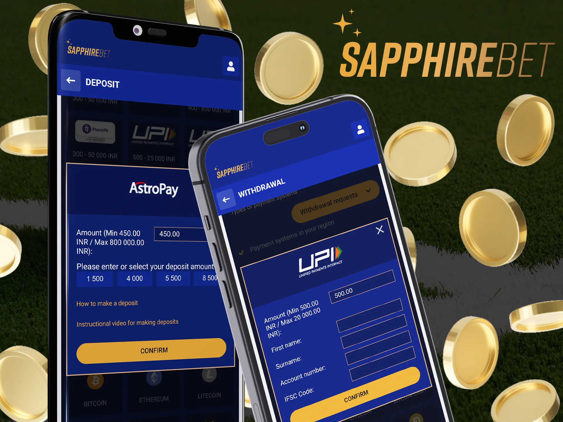 Install the Sapphirebet app on your phone and make transactions seamlessly.