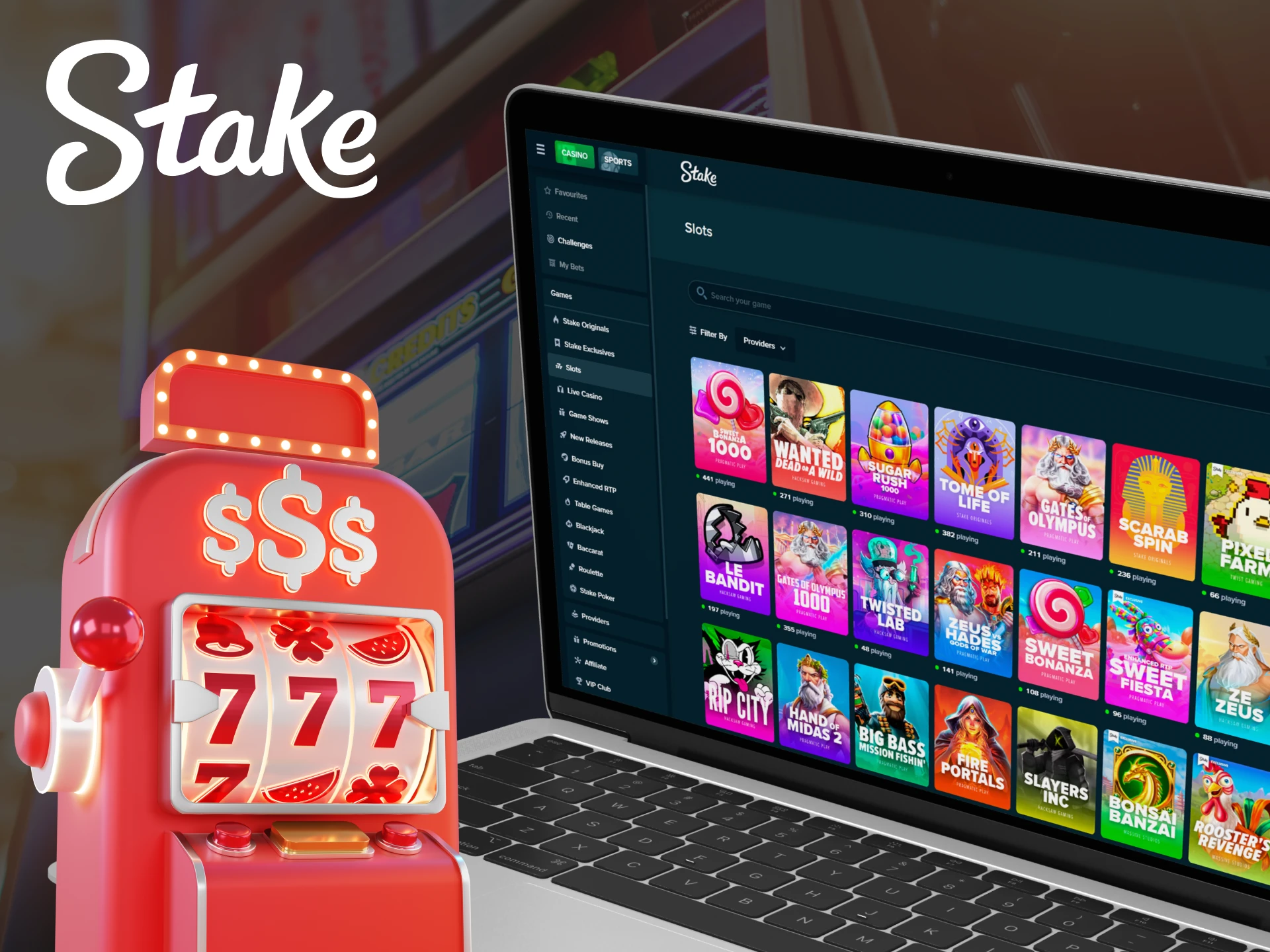 Stake Casino offers many different slots from reliable providers.