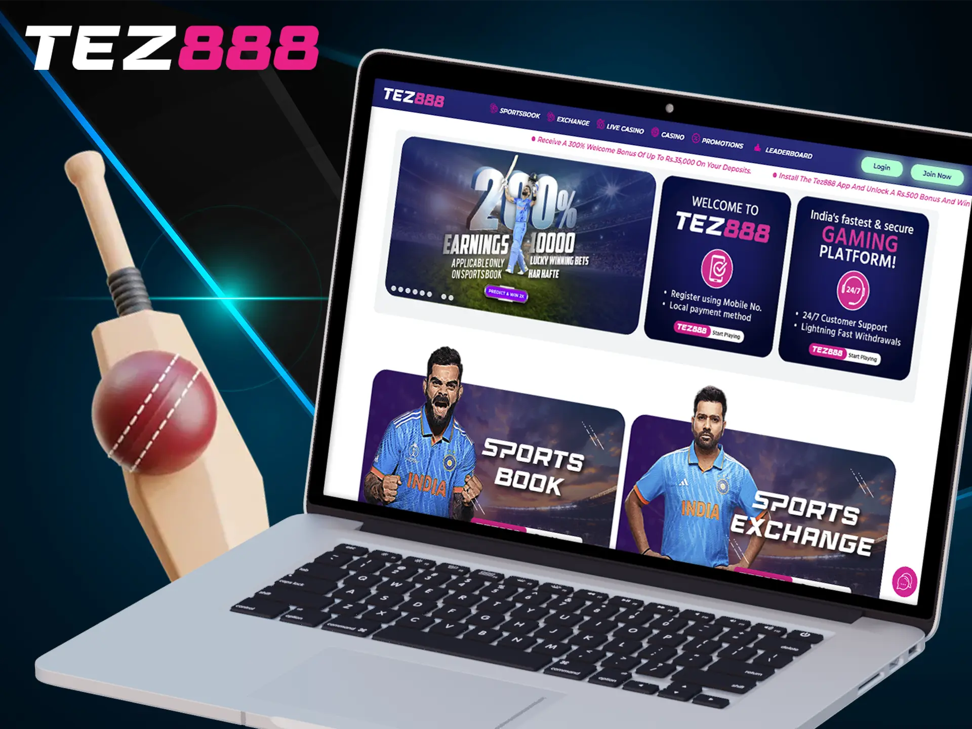 Analyse matches and watch the odds change when betting on cricket at Tez888.