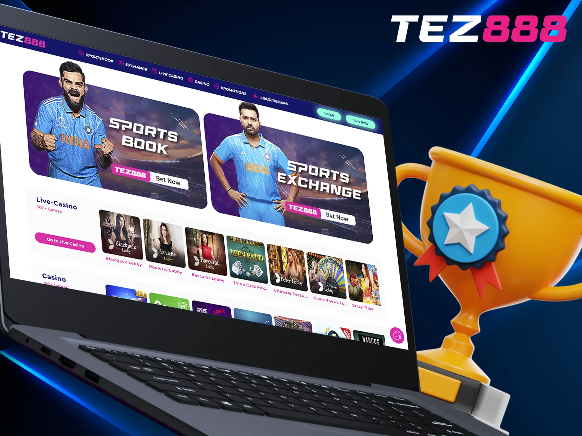 You can always find the most famous cricket tournament events at Tez888 bookmaker.