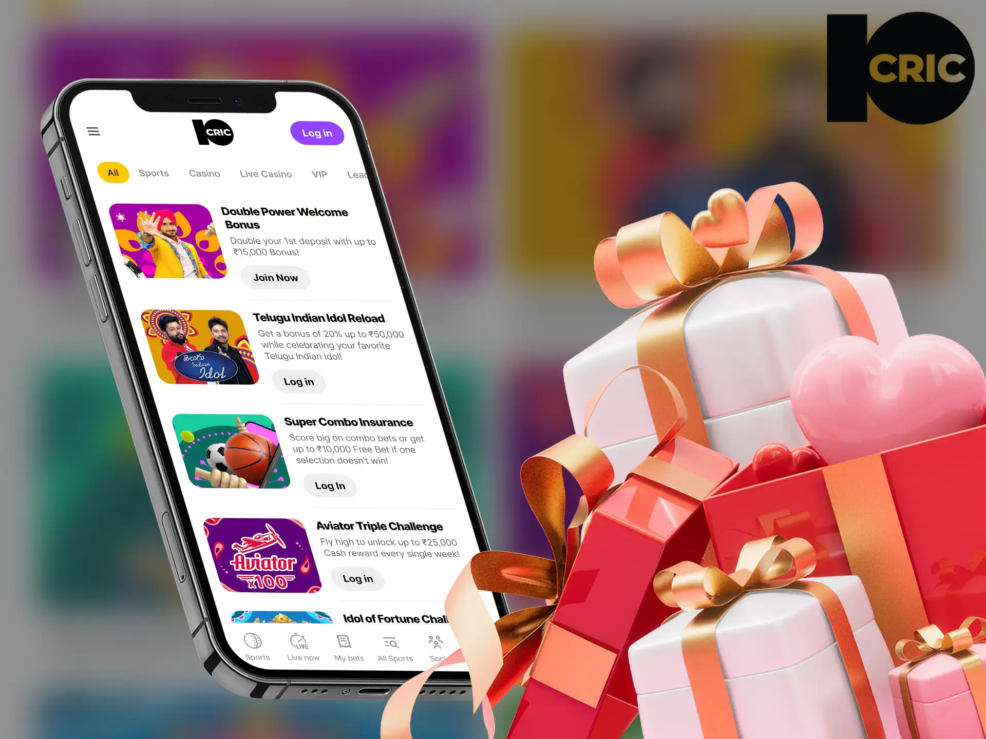 10Cric app offers all the same bonuses as the website.