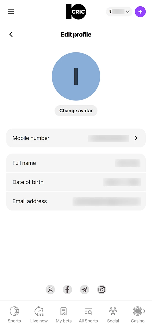 Verify your 10Cric account to access all features.