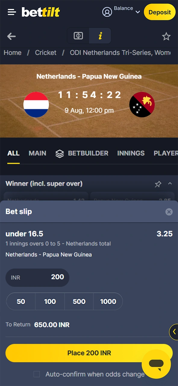 Decide on a bet and confirm it at Bettilt.