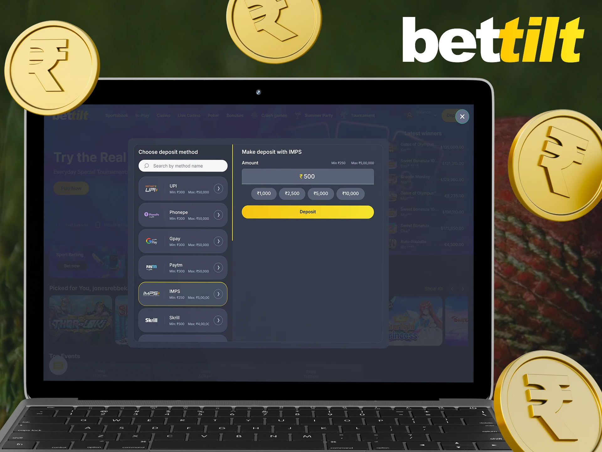 Bettilt offers only safe deposit and withdrawal methods.