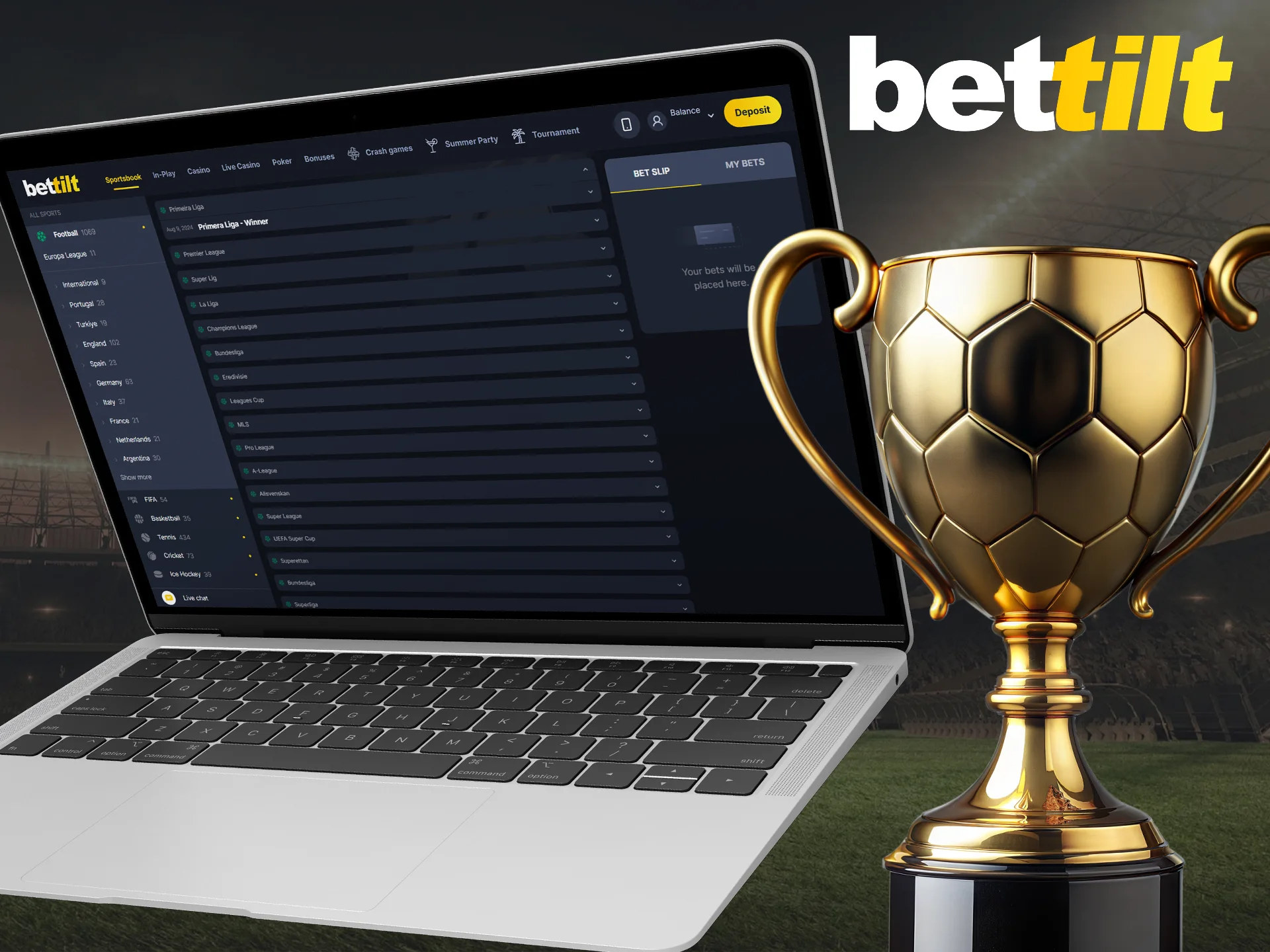 You can bet on your favorite football tournaments at Bettilt.