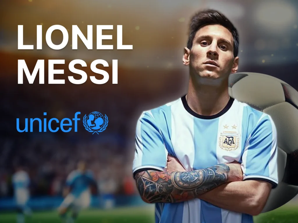 What does football player Lionel Messi donate money to.