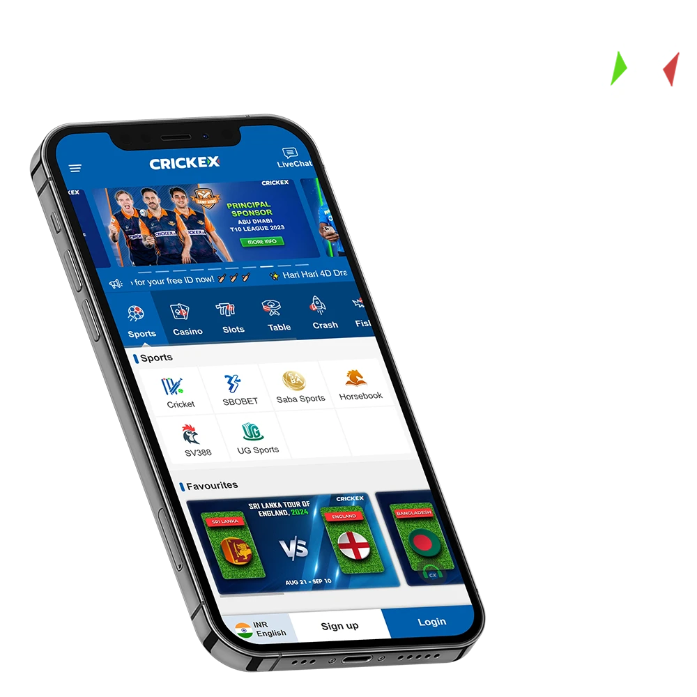 Crickex app offers a wide range of sports betting and casino entertainment.