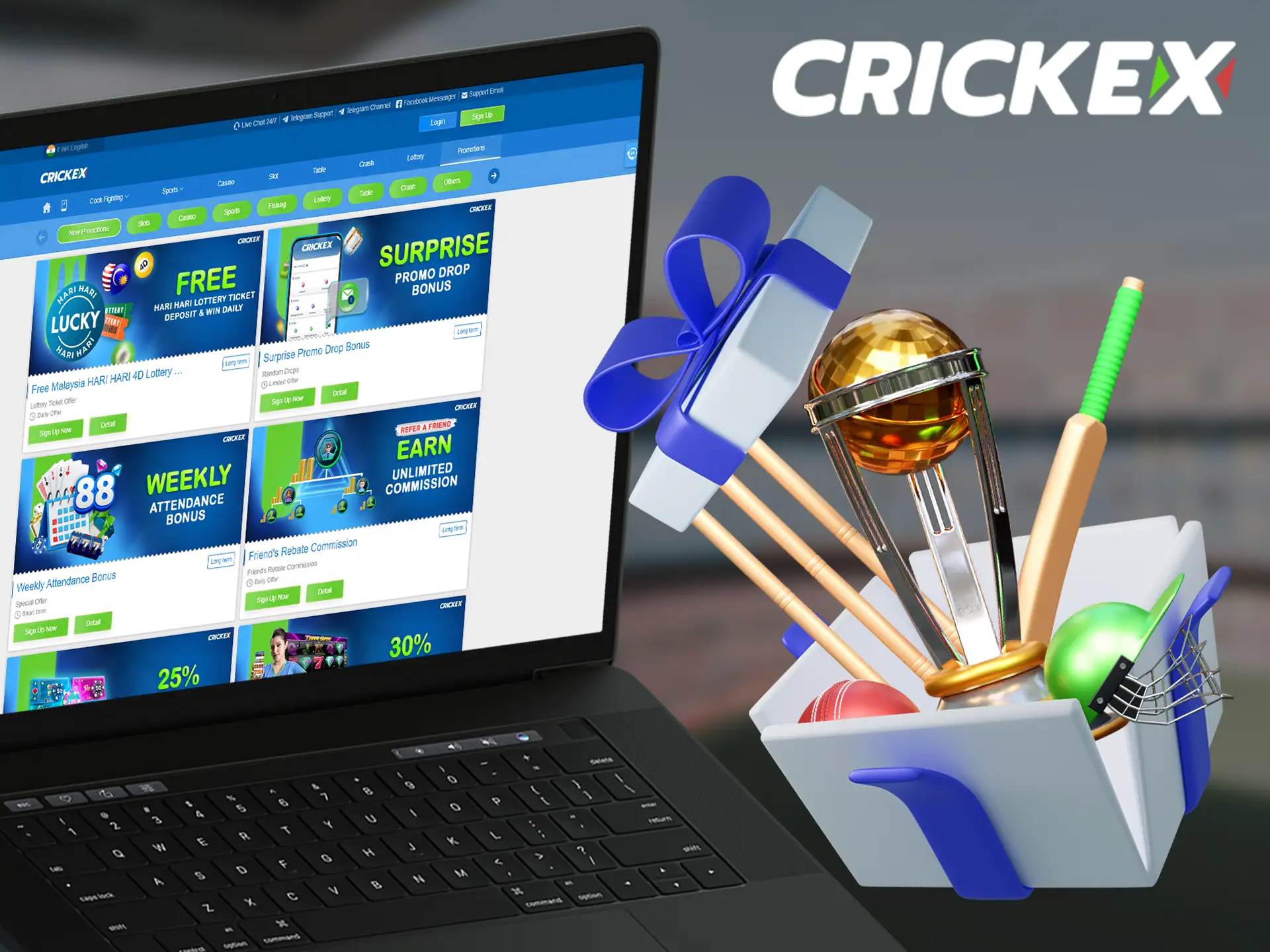 Find out what bonuses Crickex is currently offering in the promotions section.