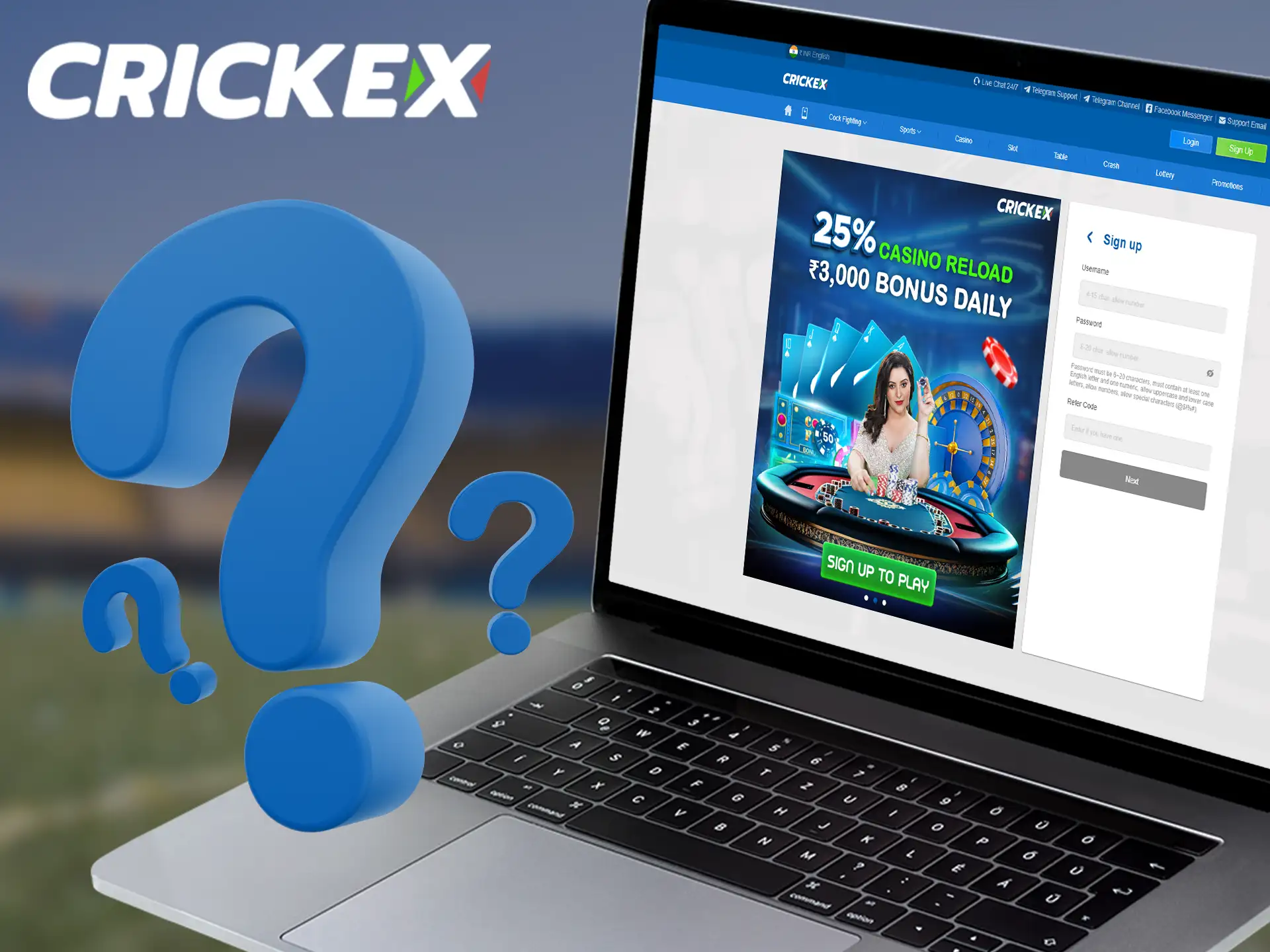 Click on the Sign Up button on the Crickex homepage to begin the account creation process.