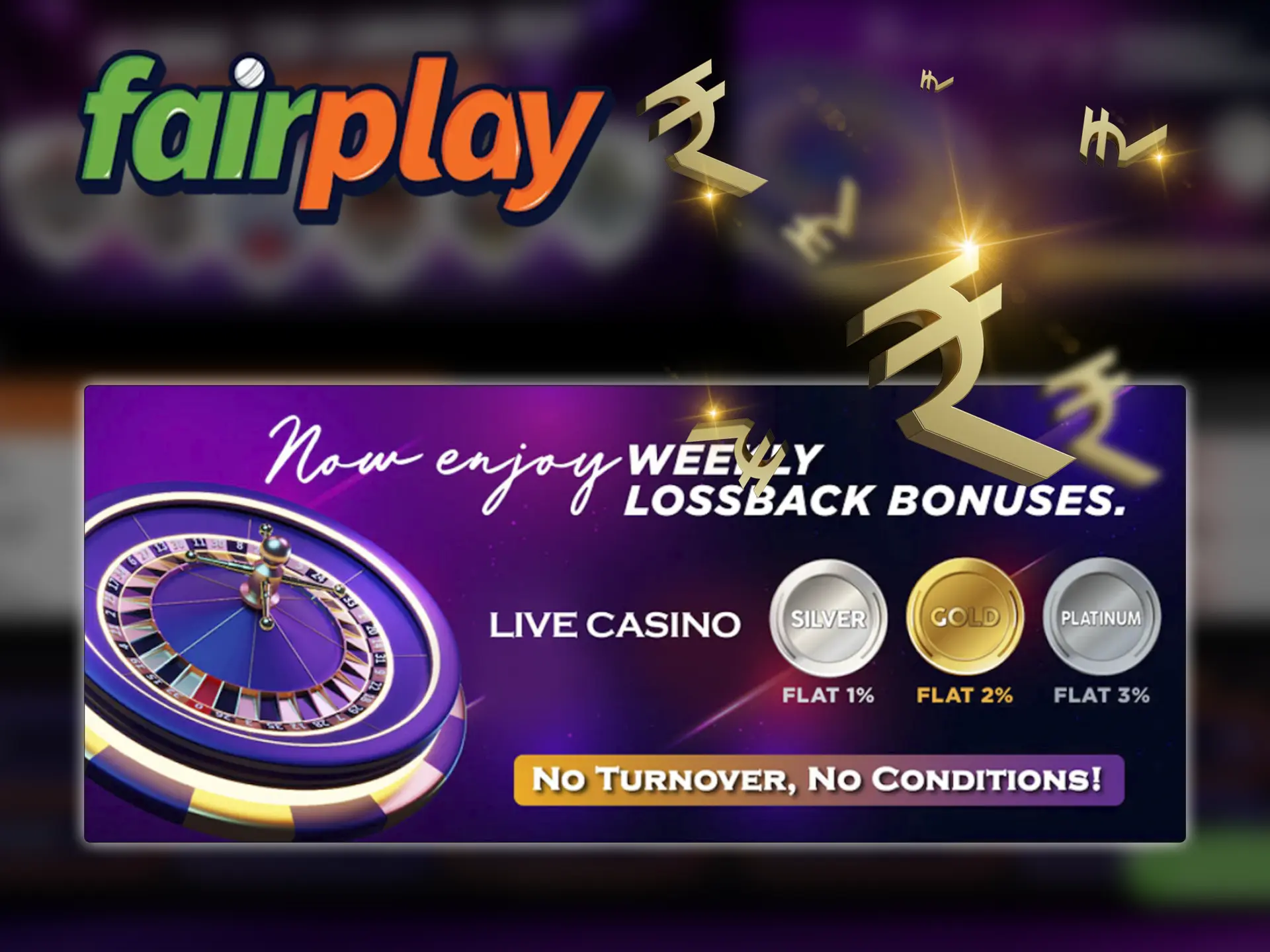 Top up your balance at Fairplay and every week you can get an extra bonus from your deposits.