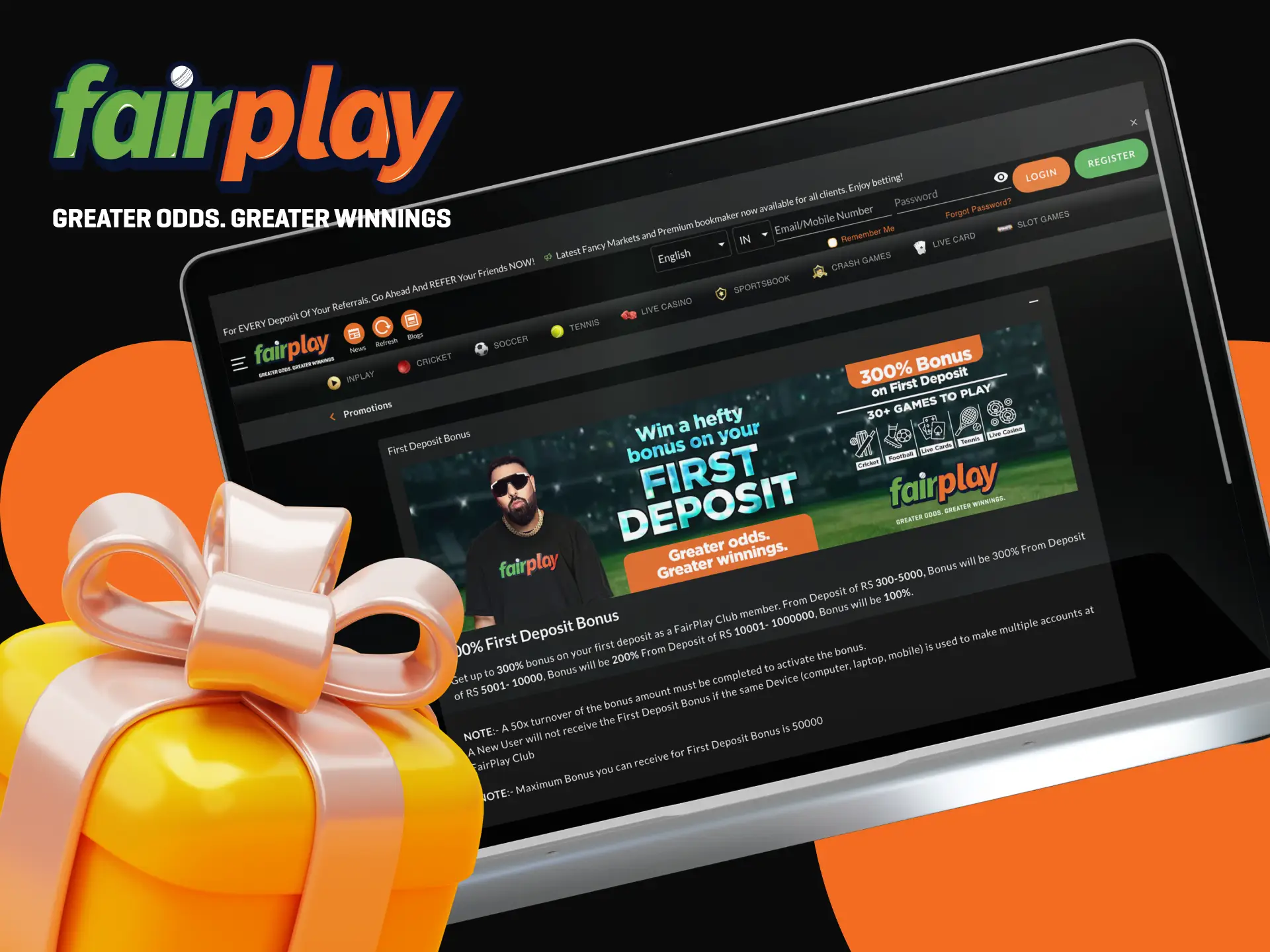 Take the opportunity to get a Fairplay welcome bonus on your first deposit.