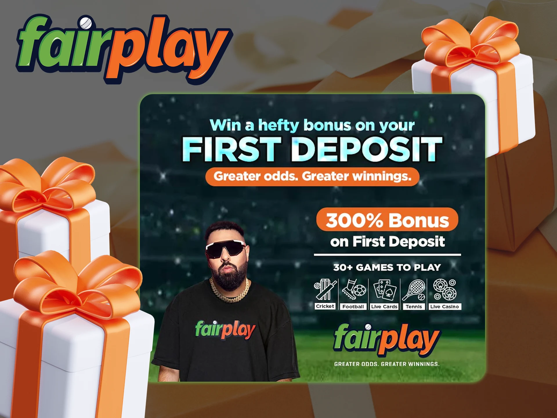 Don't miss the opportunity to make your first deposit and get a big Fairplay welcome bonus.