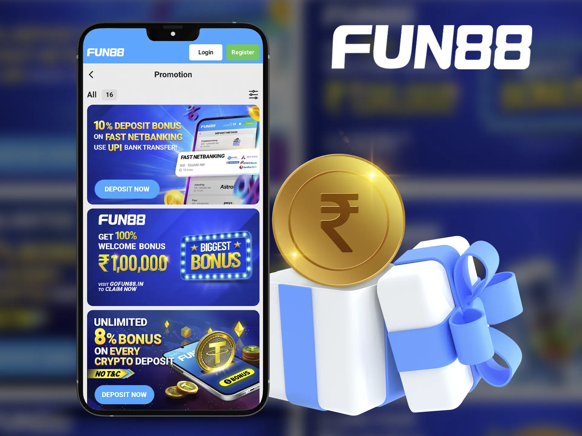 The innovative Fun88 app shows high performance and has a simple interface where you will find the bonuses you are interested in.