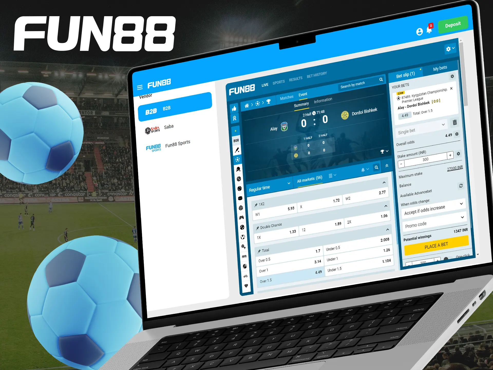 Decide on a bet and confirm it at Fun88.