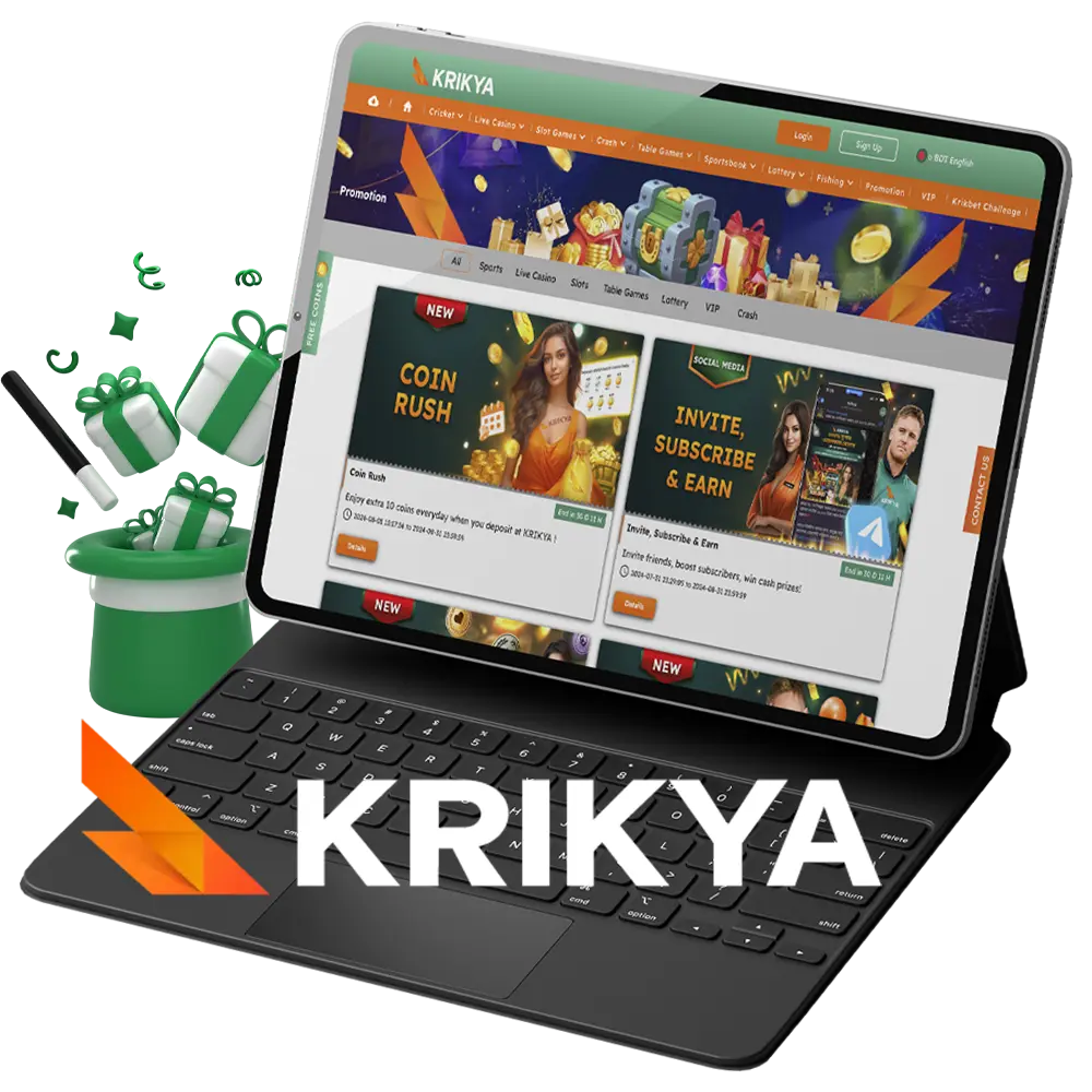 Check out the bonus programme and promotions from Krikya Casino.