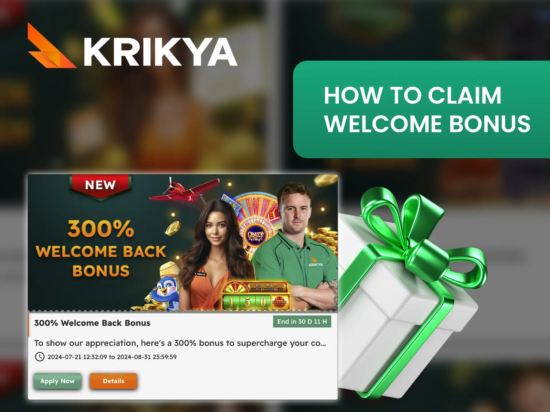 Complete your registration at Krikya and claim your long-awaited first deposit bonus.