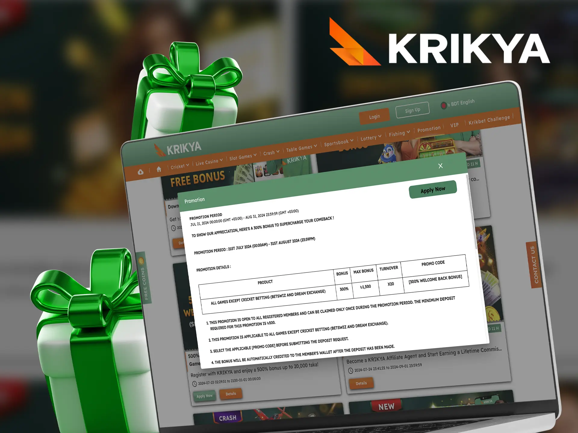 Learn the basic rules for wagering your welcome bonus from Krikya Casino.