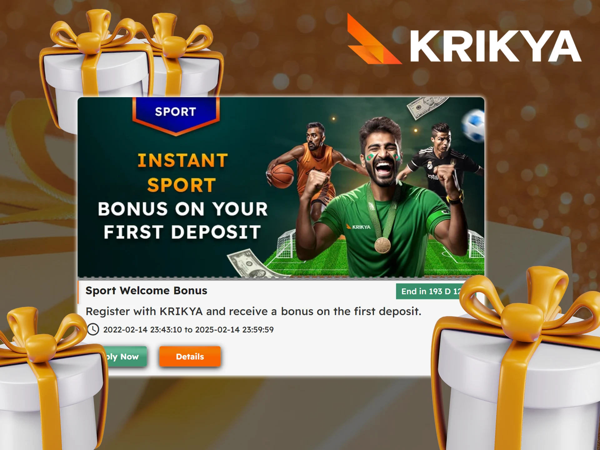 Don't forget to claim your Krikya welcome bonus and use it to bet on cricket.