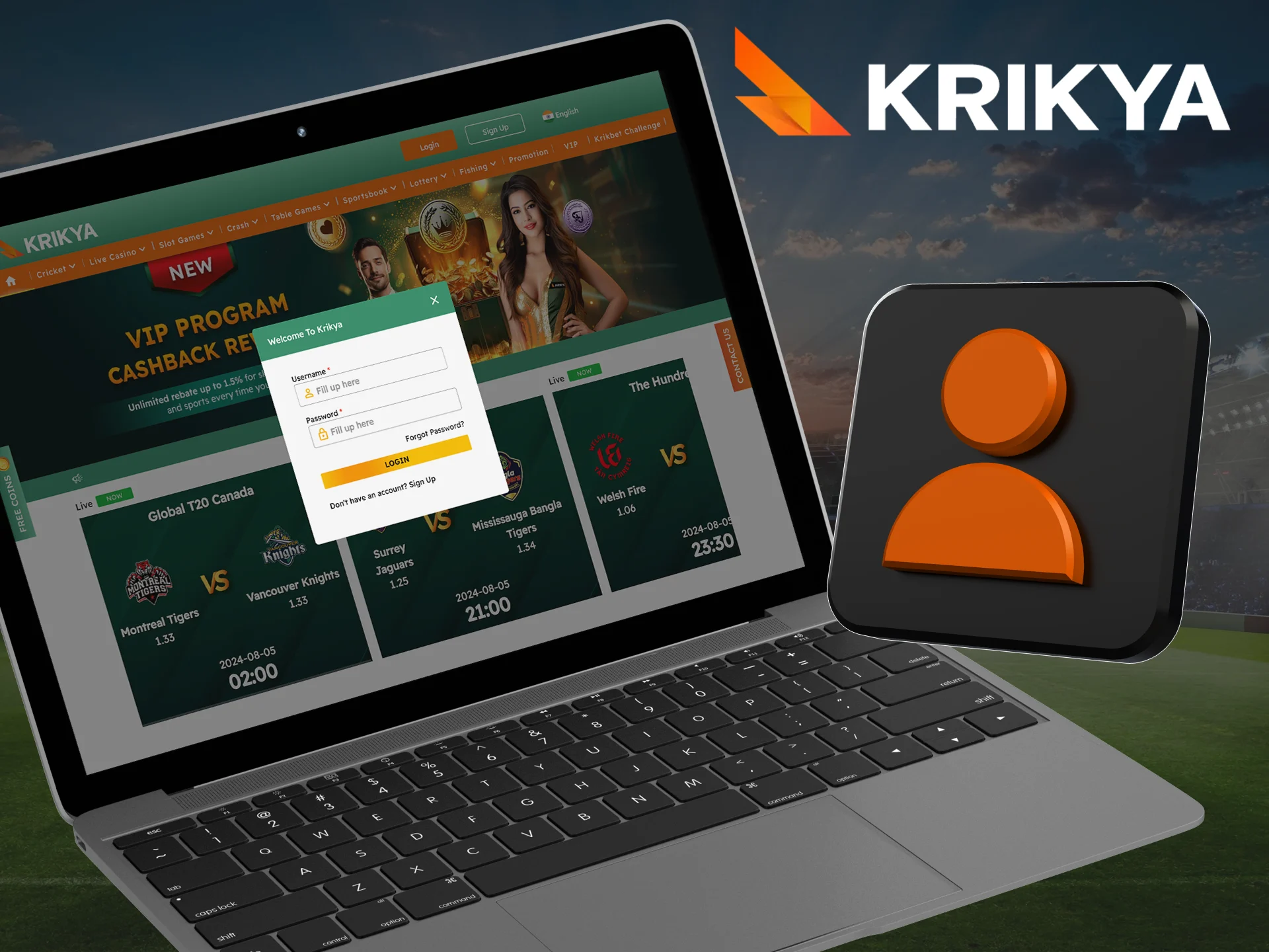 Use your username and password to access your Krikya account.