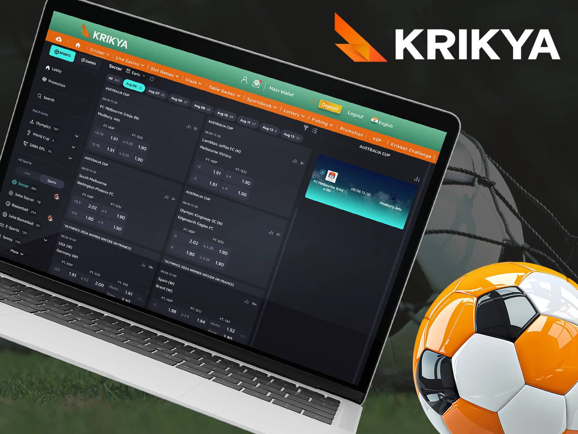 Decide on the outcome of the event and place a bet at Krikya.