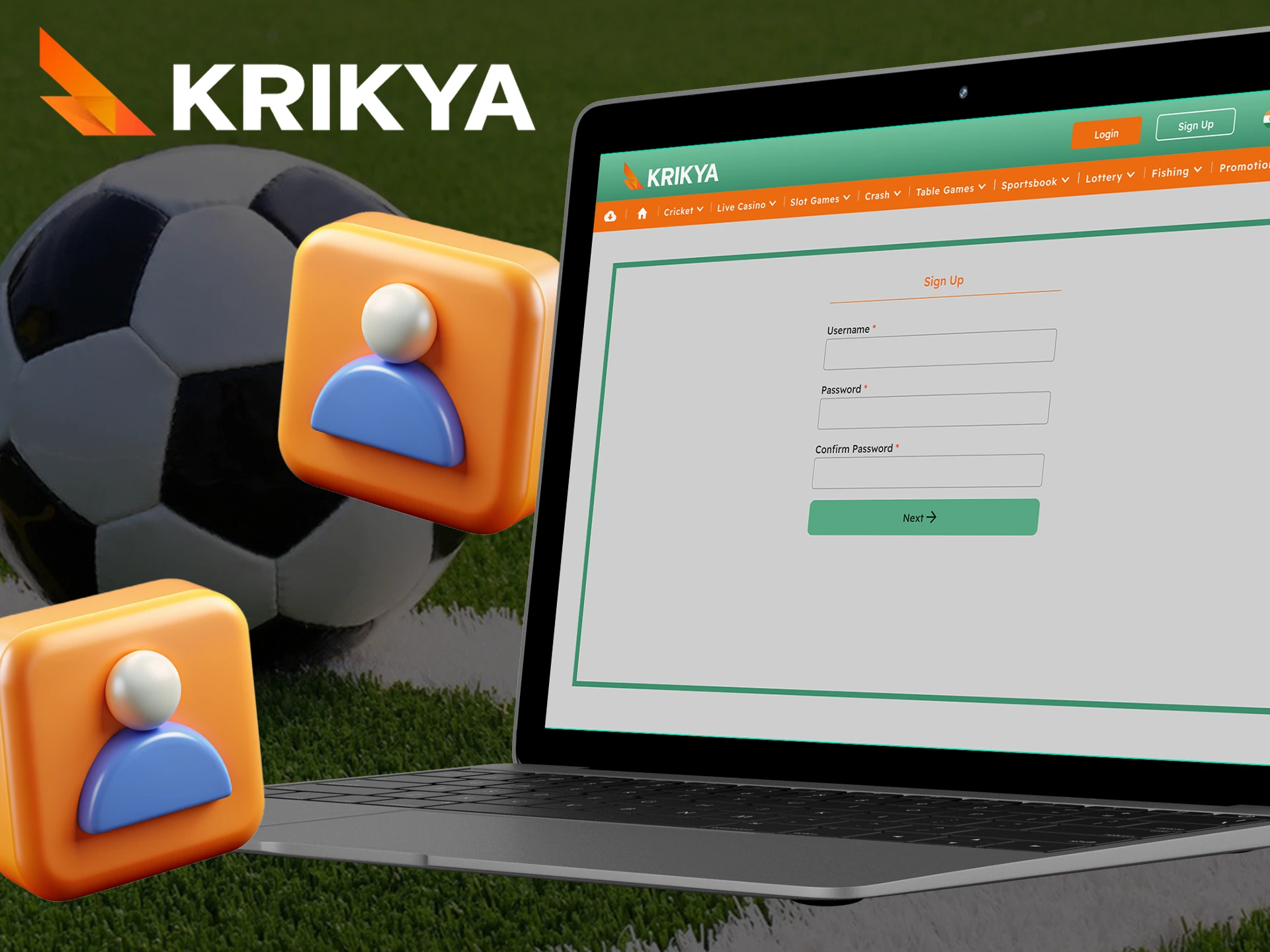 To start betting on football at Krikya, you need to register.