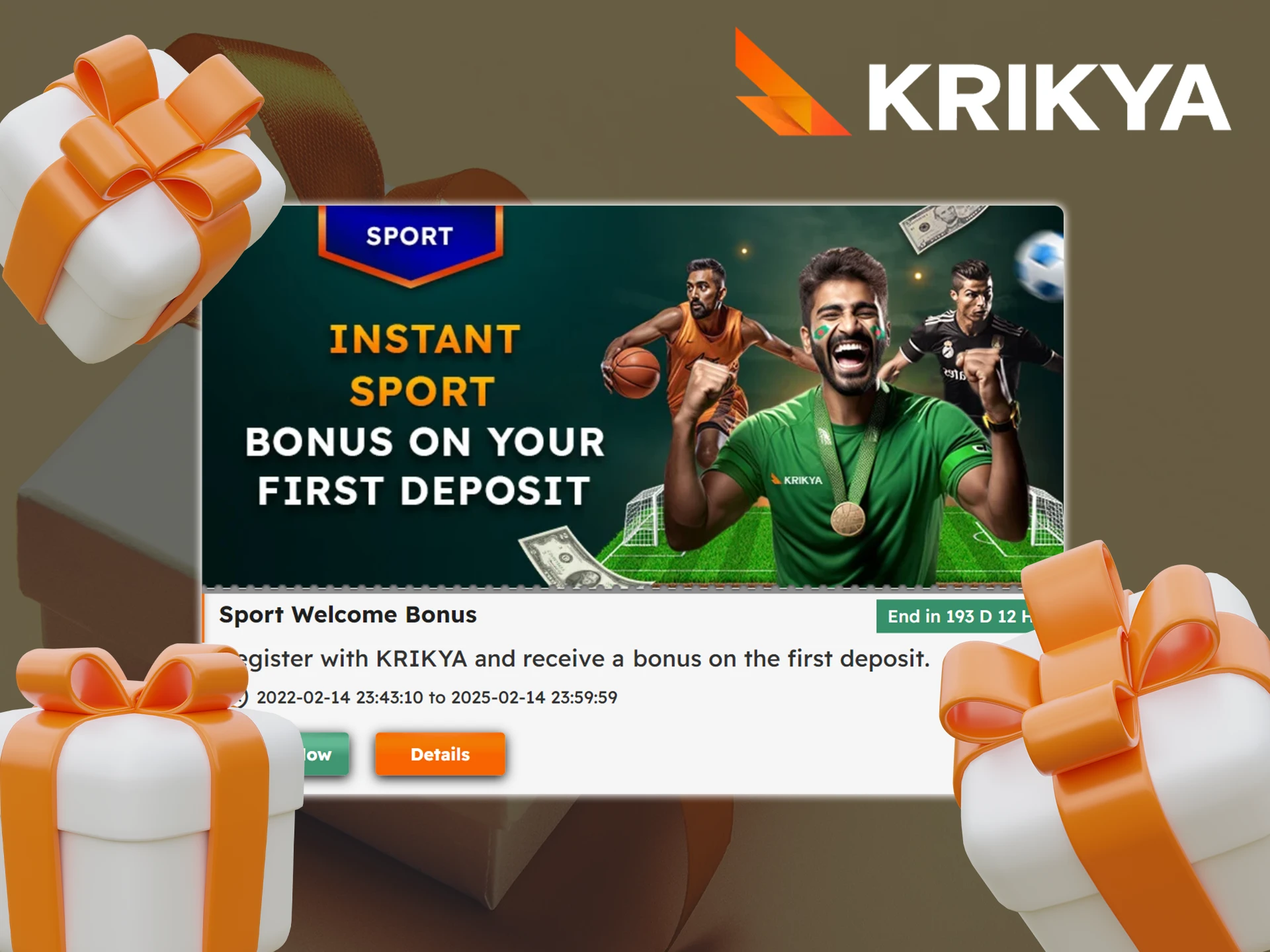 Start your journey through the world of football with Krikya's welcome bonus.