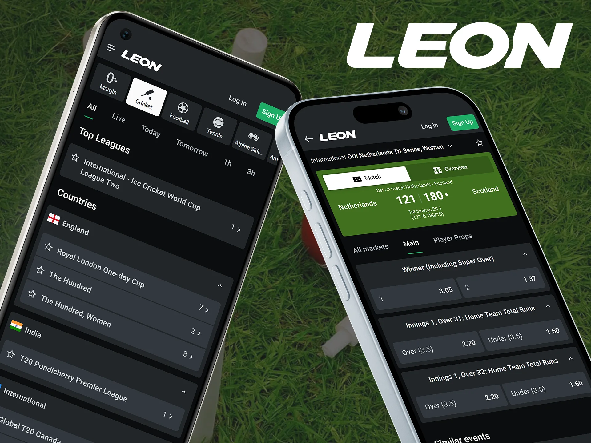 Install the Leonbet app on your smartphone and bet on cricket.