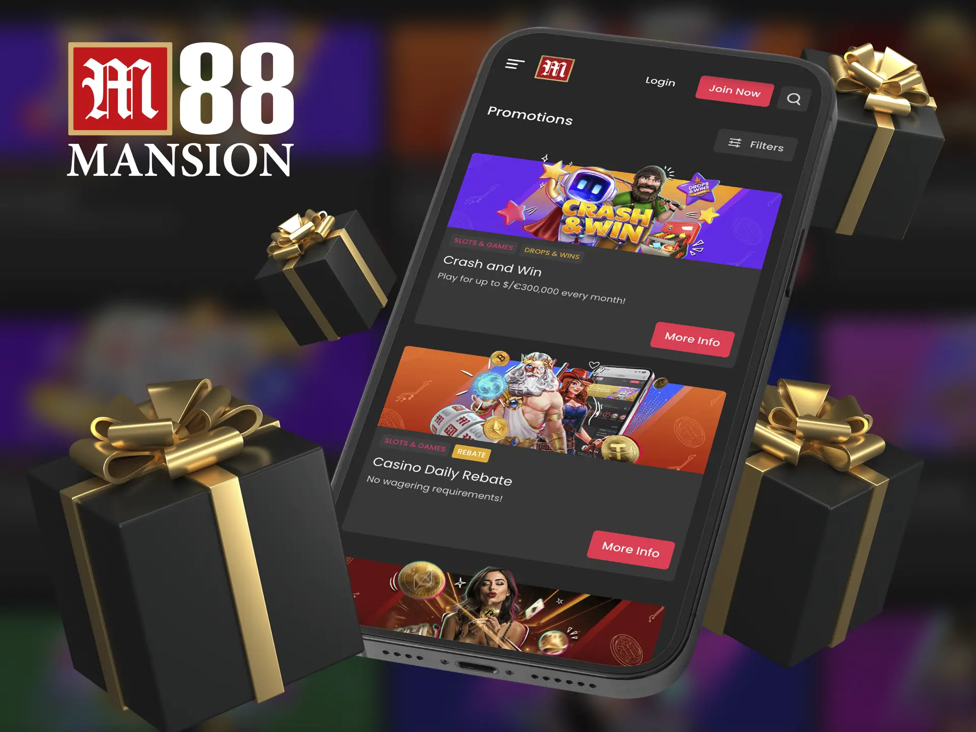 Use the app to keep up to date with the latest promotions and offers from M88 Casino.