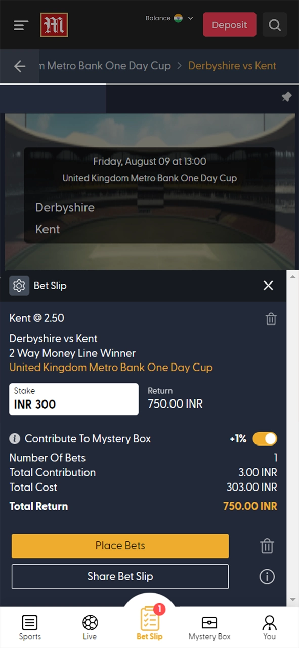 Decide on a bet and confirm it at M88.