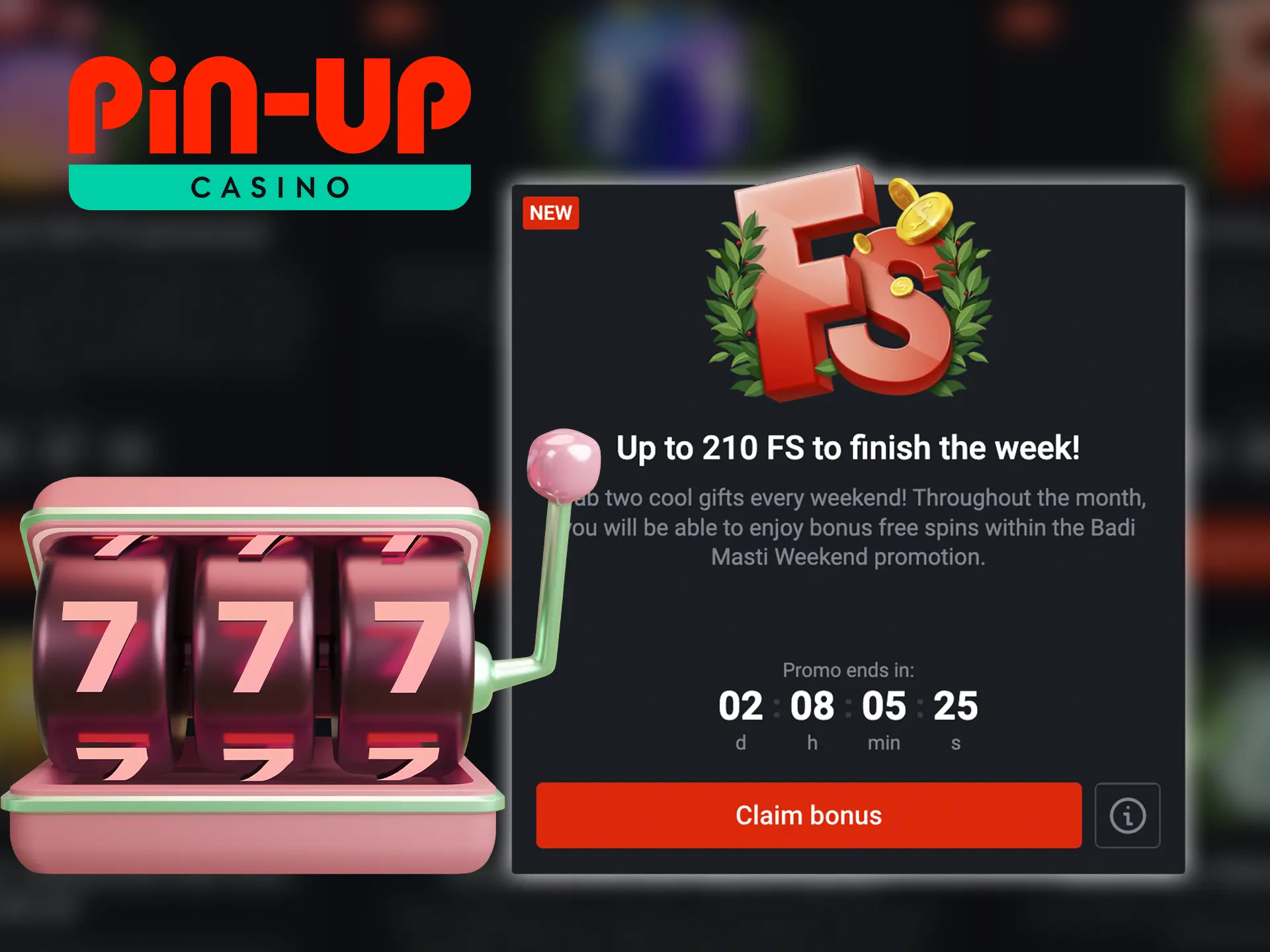 Pick up free spins on popular slots every week and get energised by big bonuses from Pin Up.