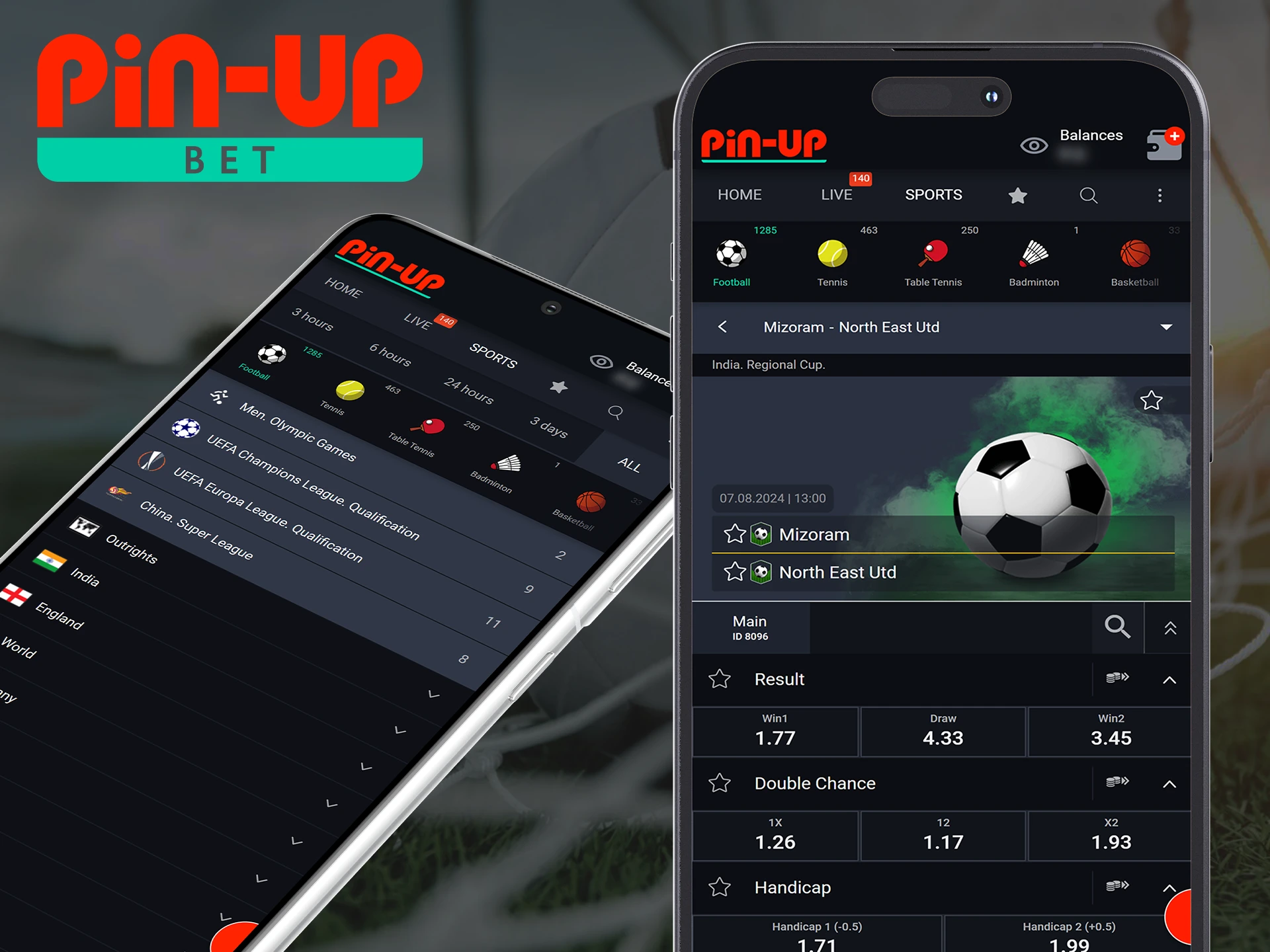 Download the Pin Up app and enjoy football matches from anywhere in the world.