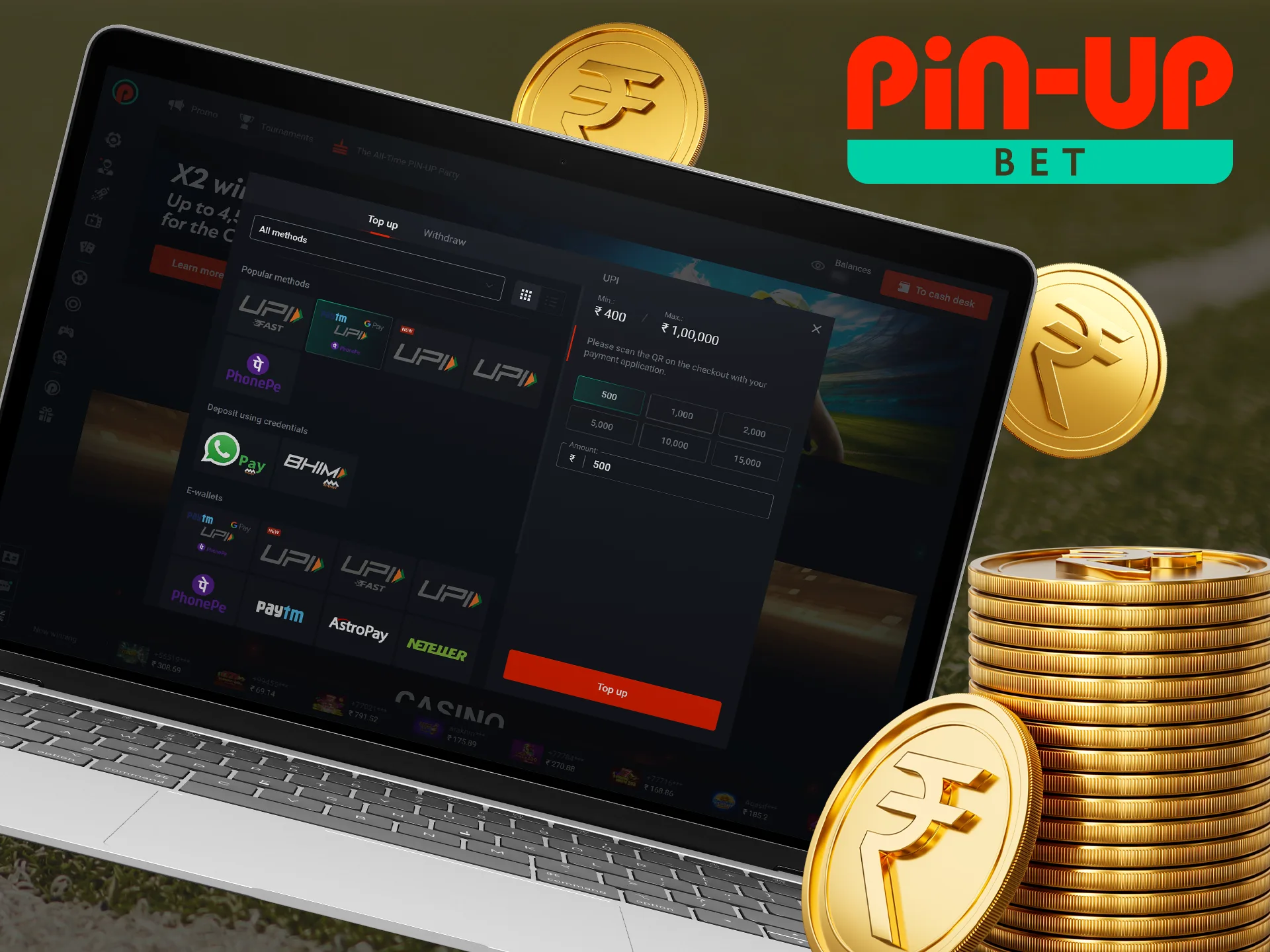 Deposit and withdraw funds from your Pin Up account quickly and hassle-free.