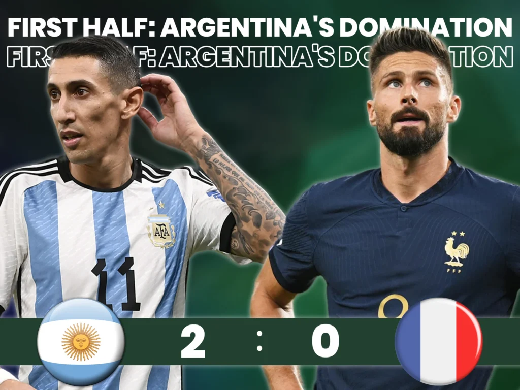 The first half of the match ended with the score in favor of Argentina.