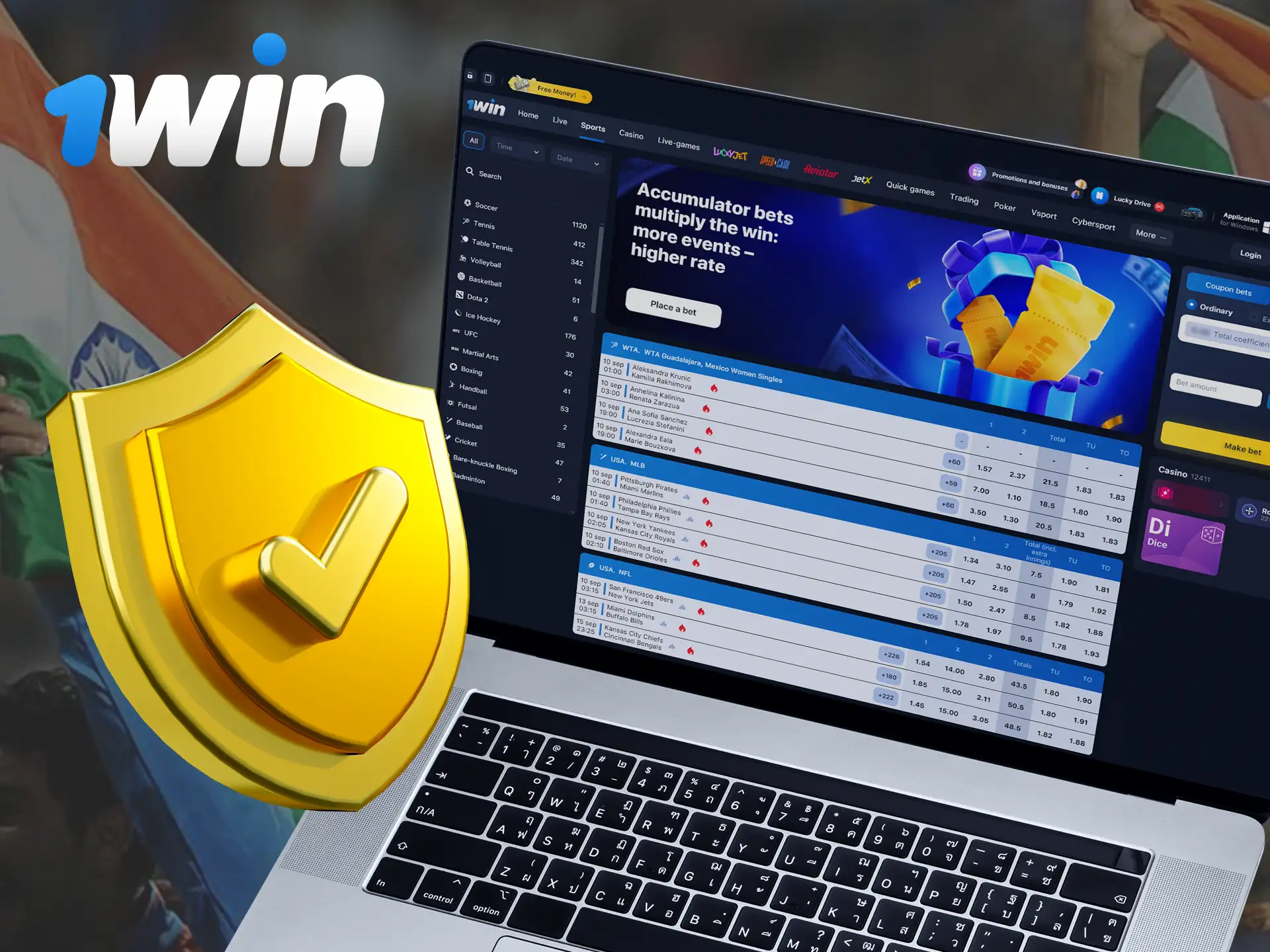 1Win is a legal platform in India.