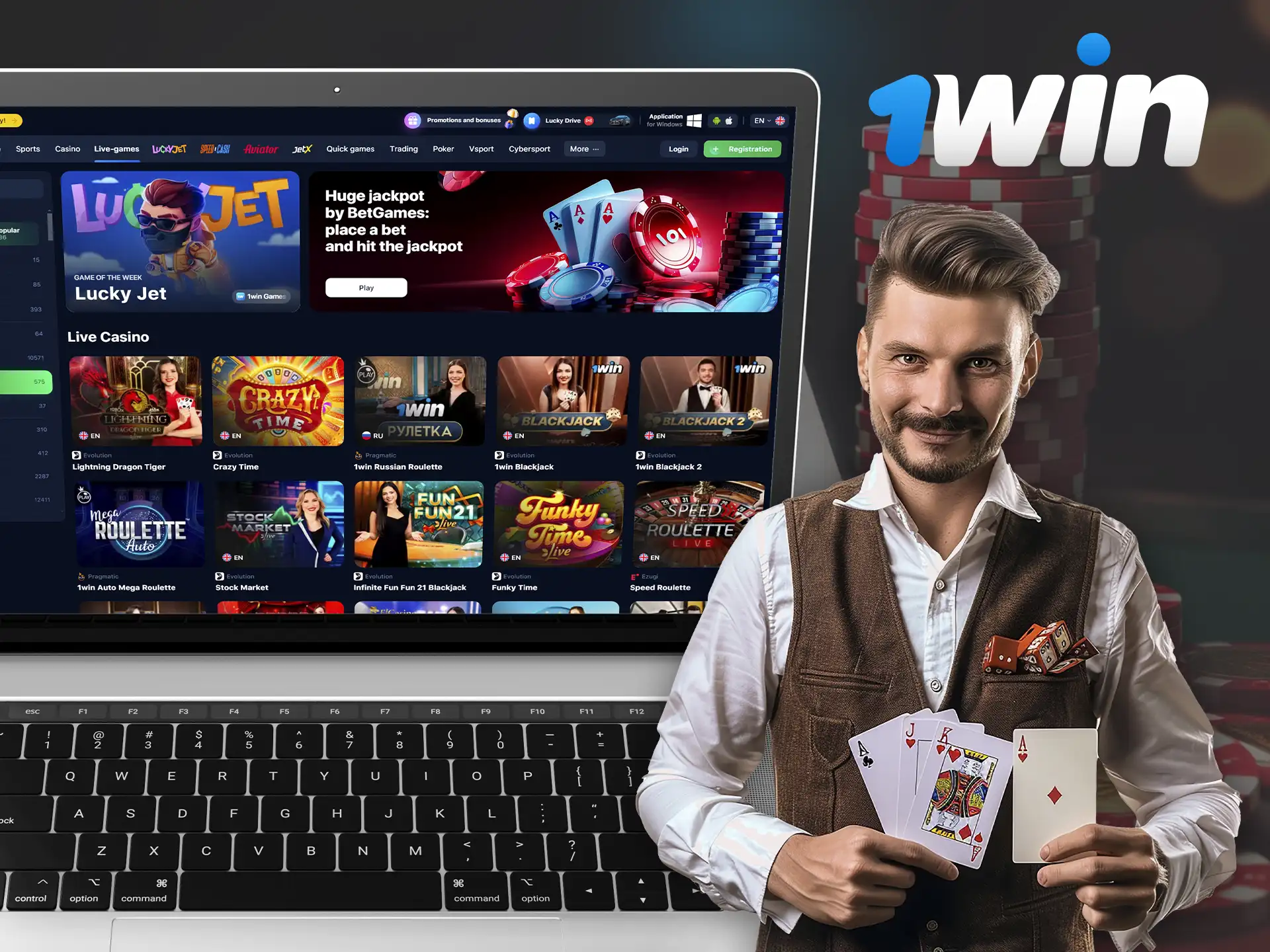 Play with real casino dealers at 1Win Live Casino.