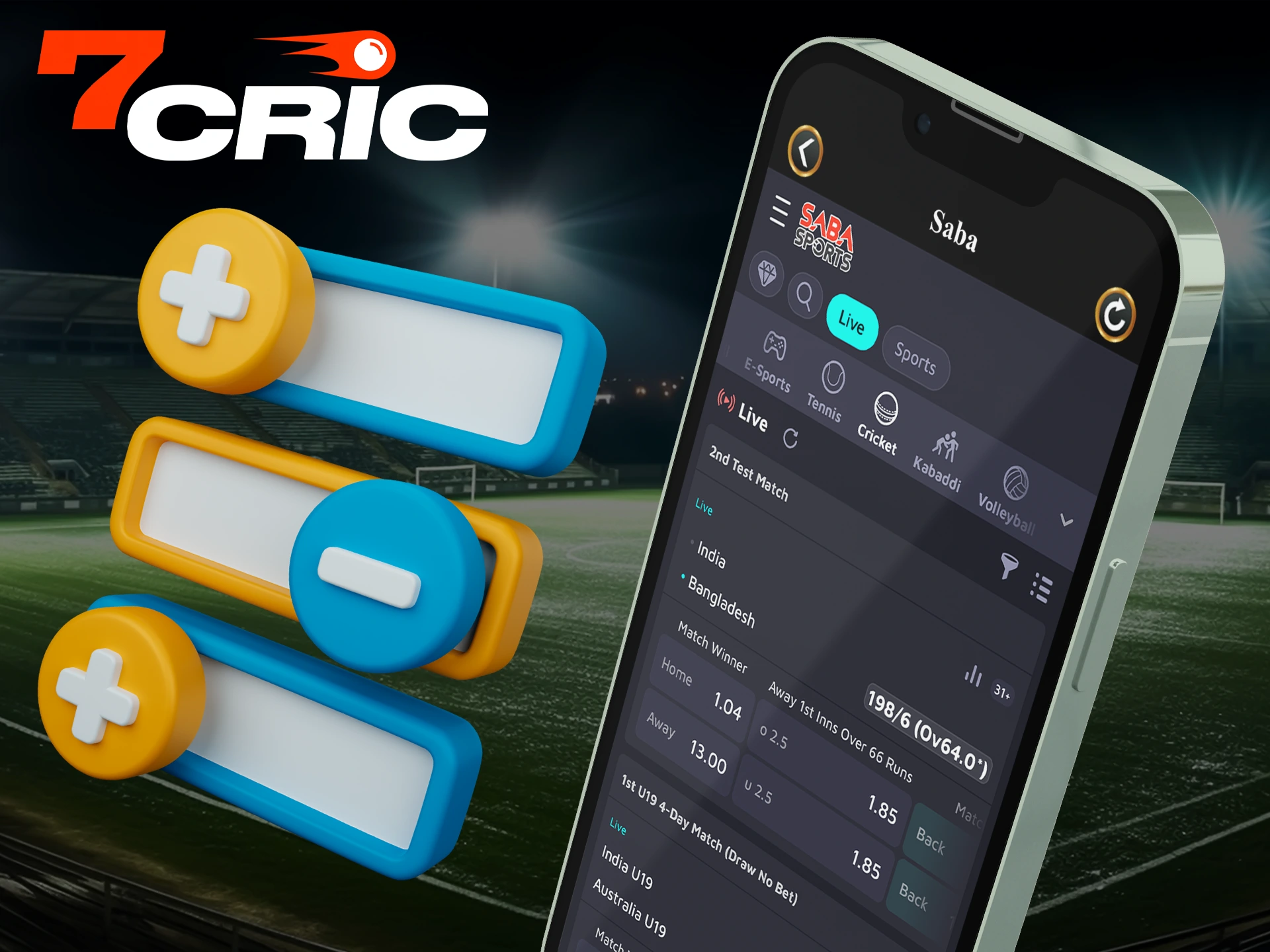 Use the appropriate betting options on the 7Cric app.