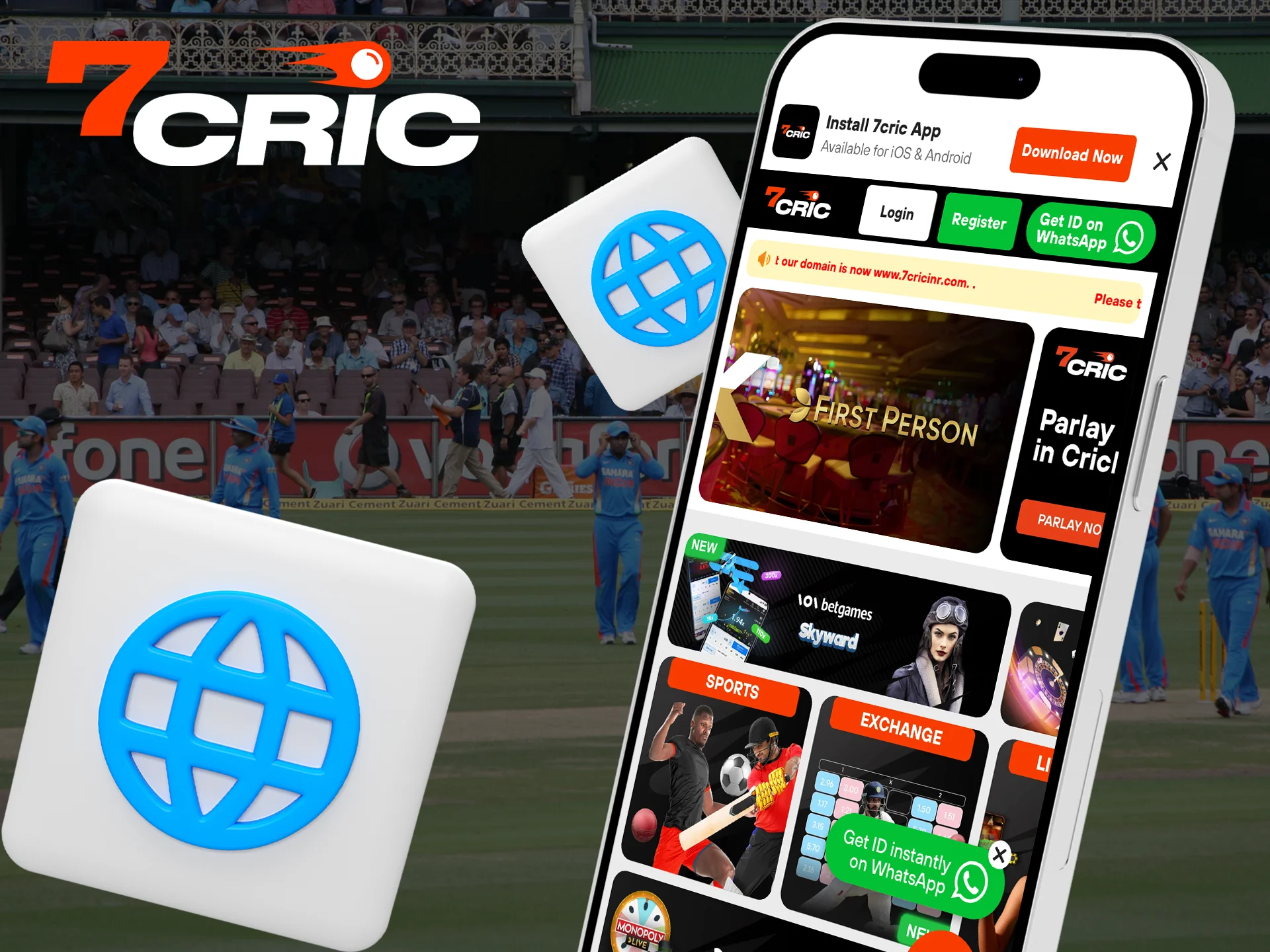 Try out the mobile version of the 7Cric website.