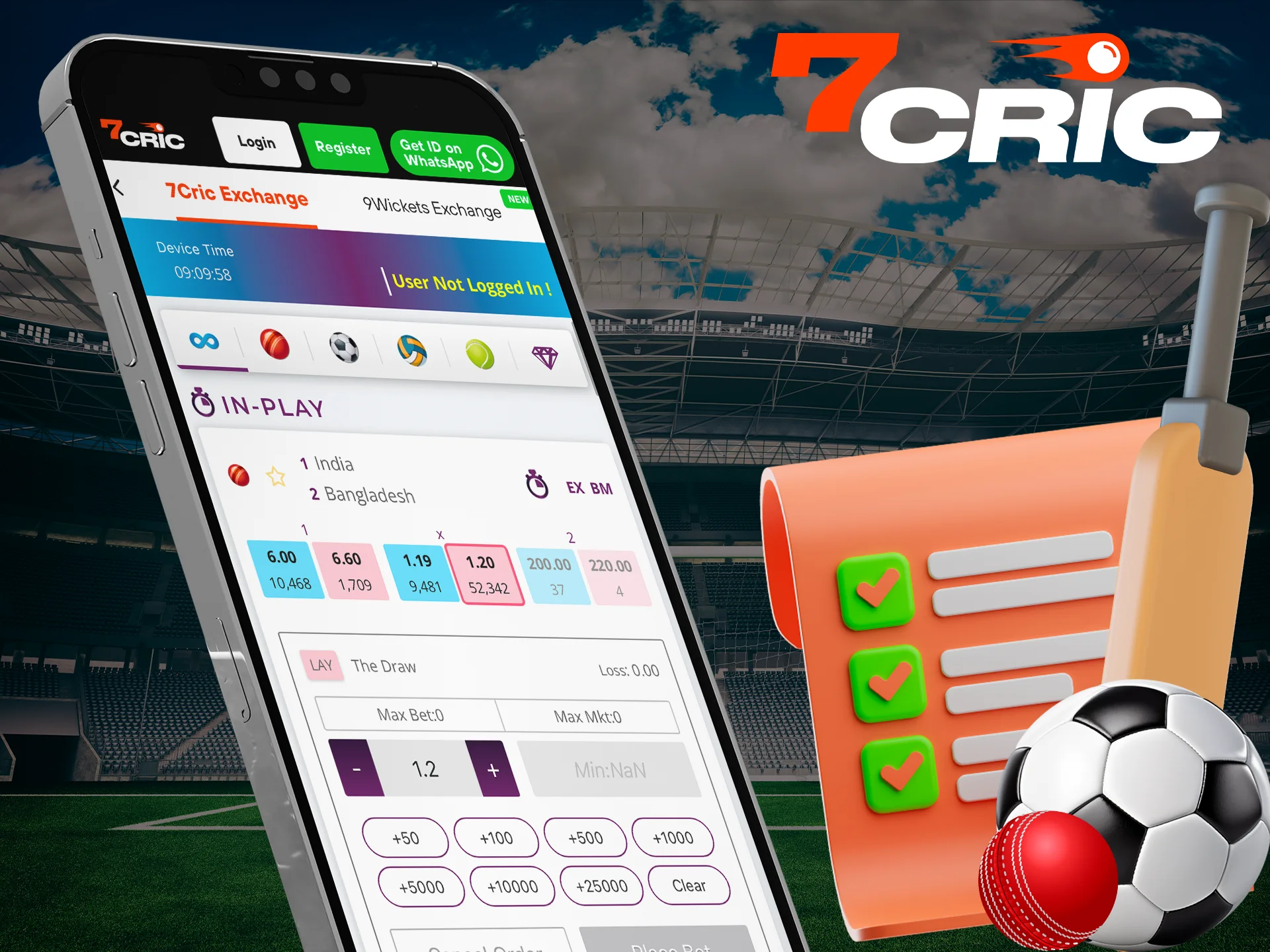 Select your rate type in the 7Cric app.